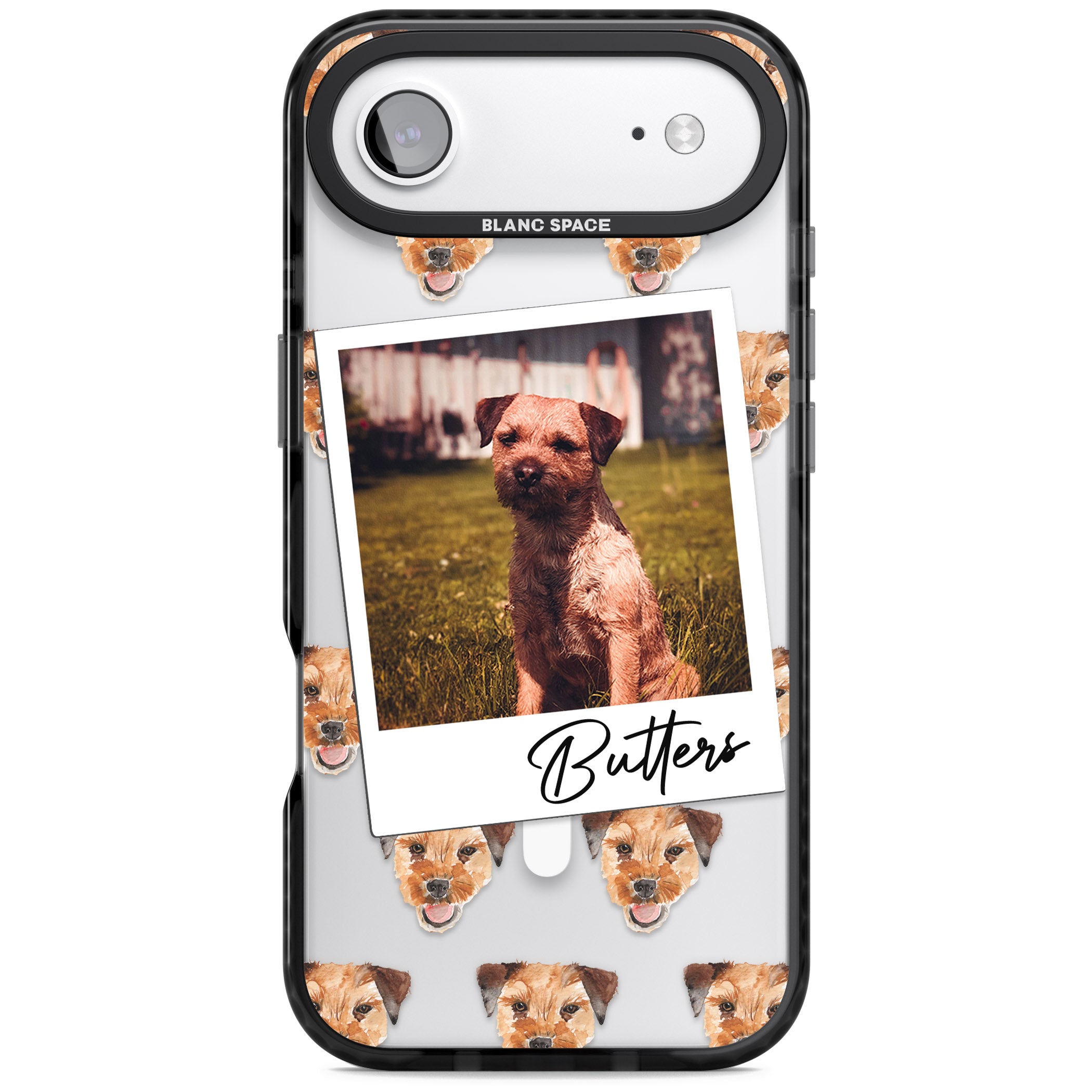 Personalised Border Terrier Instant Camera Photo iPhone 17 Air Impact Pro Black Phone Case