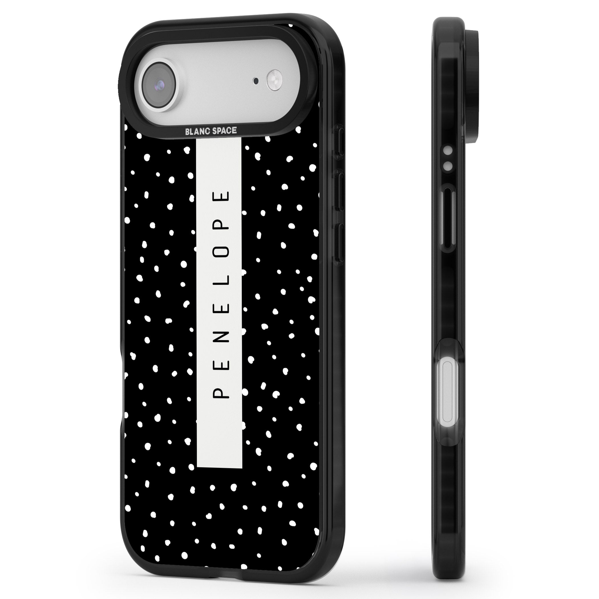Personalised Black Dots iPhone 17 Air Impact Pro Black Phone Case Side Profile