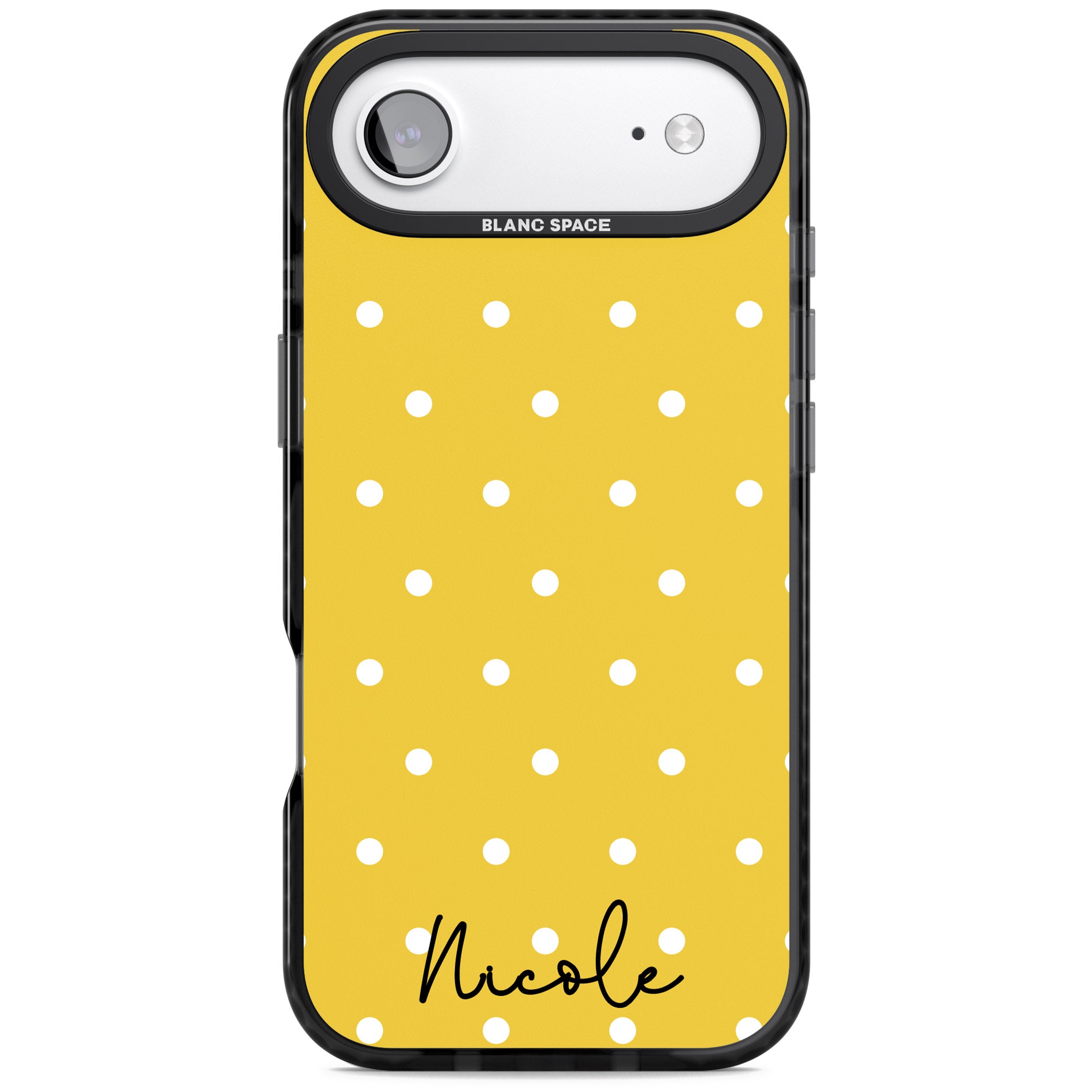 Personalised Yellow Polka Dot iPhone 17 Air Impact Pro Black Phone Case