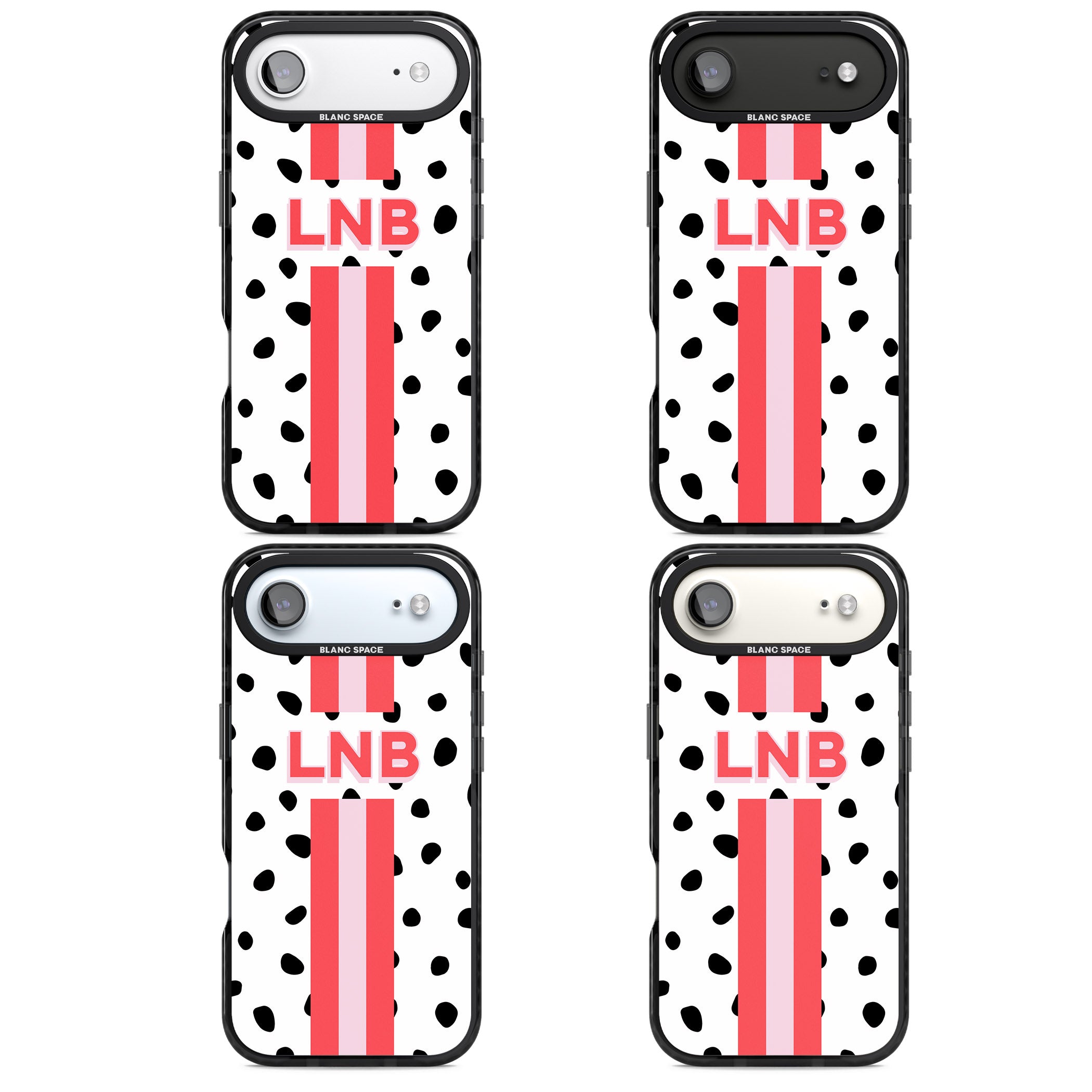 Personalised Polka & Pink Stripe iPhone 17 Air Impact Pro Black Phone Case APT Impact Protection