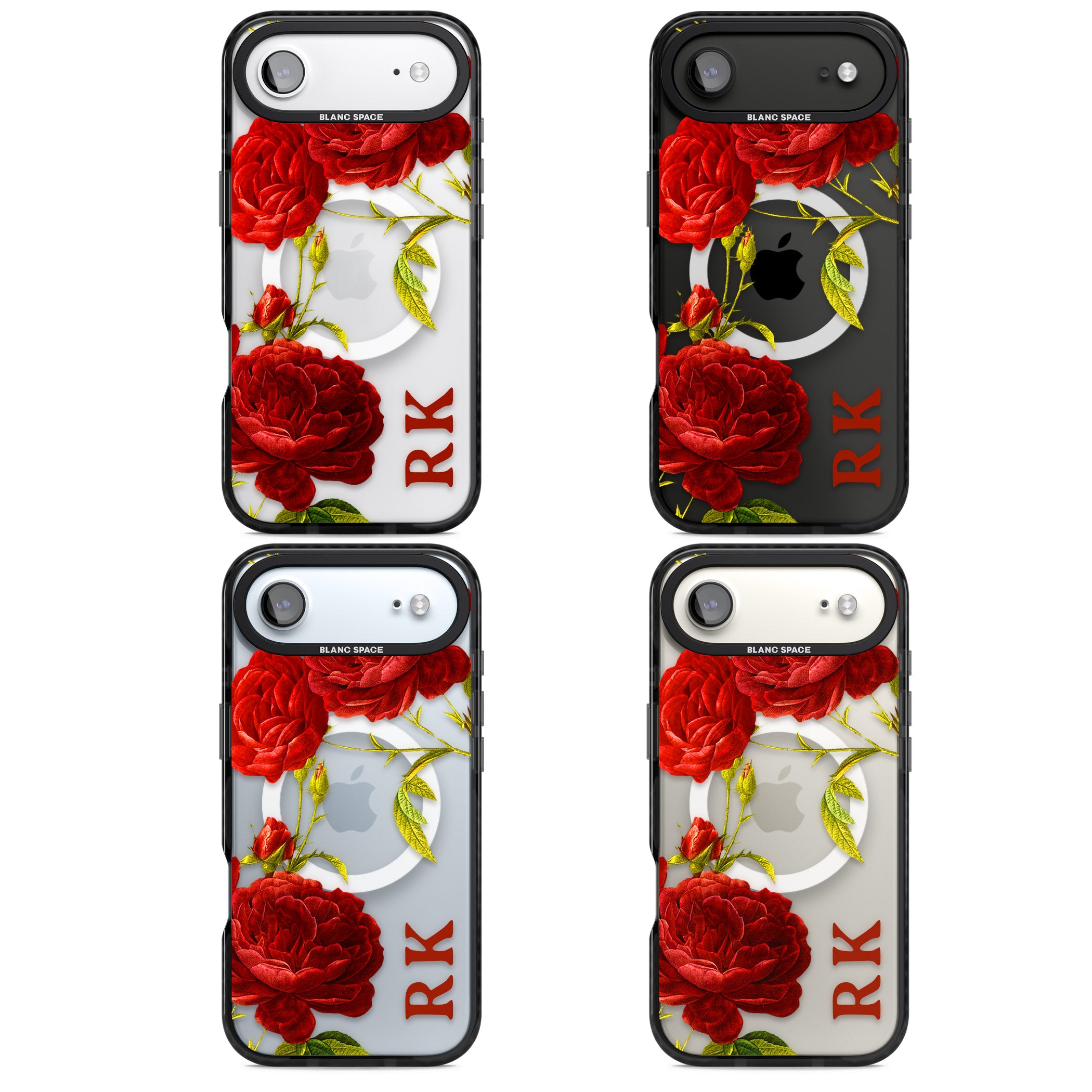 Personalised Vintage Floral Red Roses iPhone 17 Air Impact Pro Black Phone Case APT Impact Protection