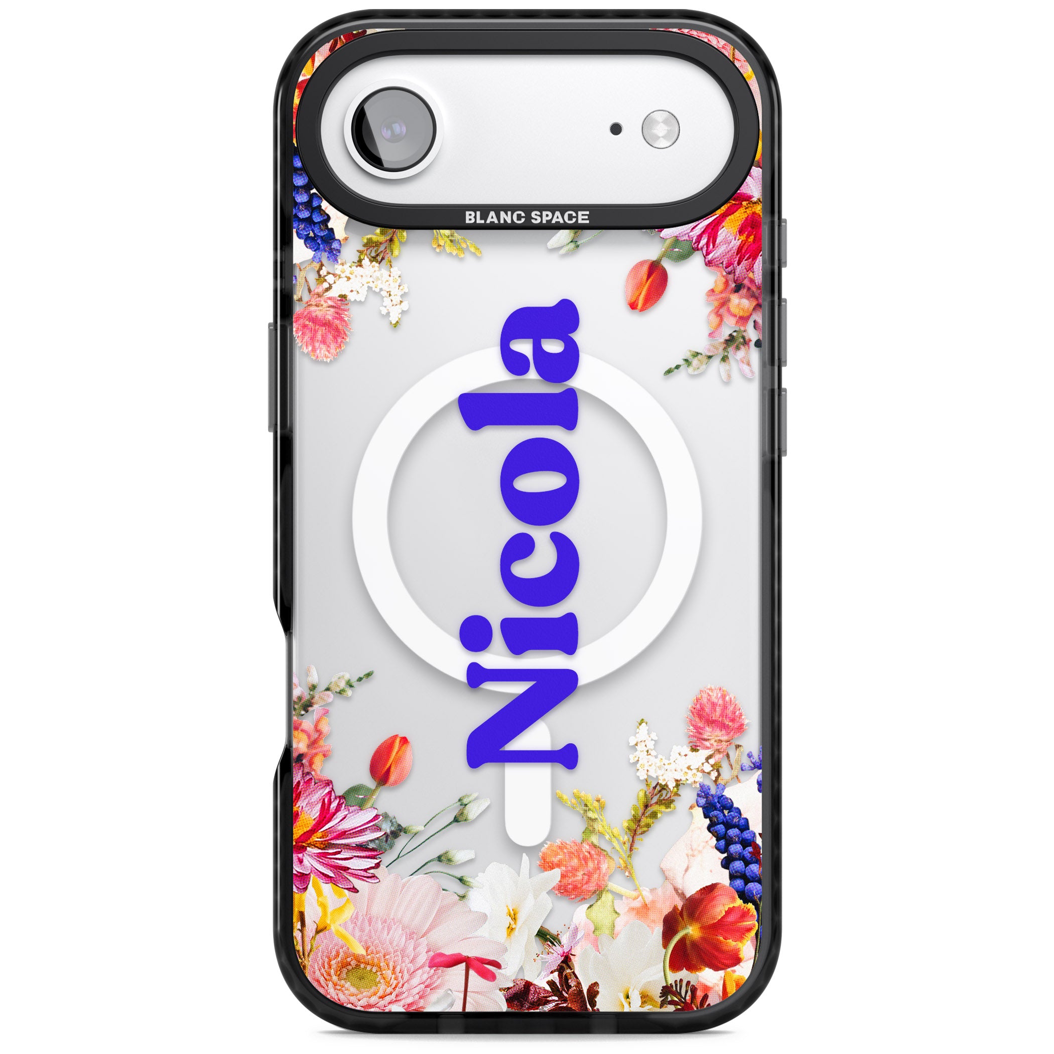 Personalised Floral Name iPhone 17 Air Impact Pro Black Phone Case