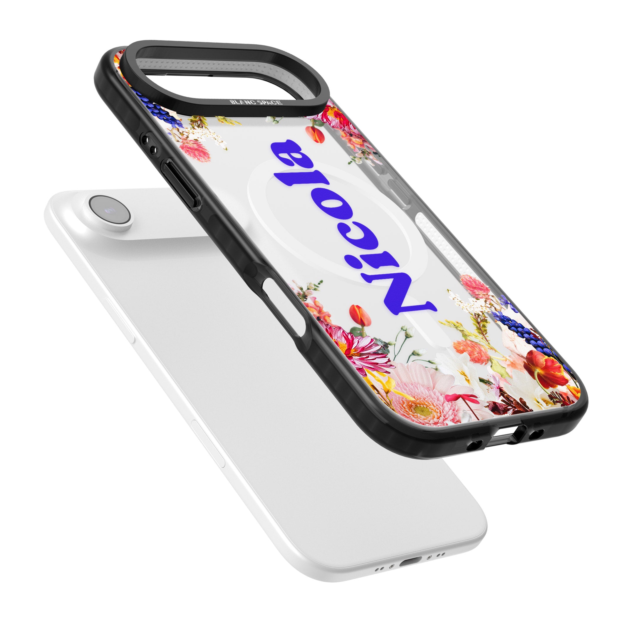 Personalised Floral Name iPhone 17 Air Impact Pro Black Phone Case Colours