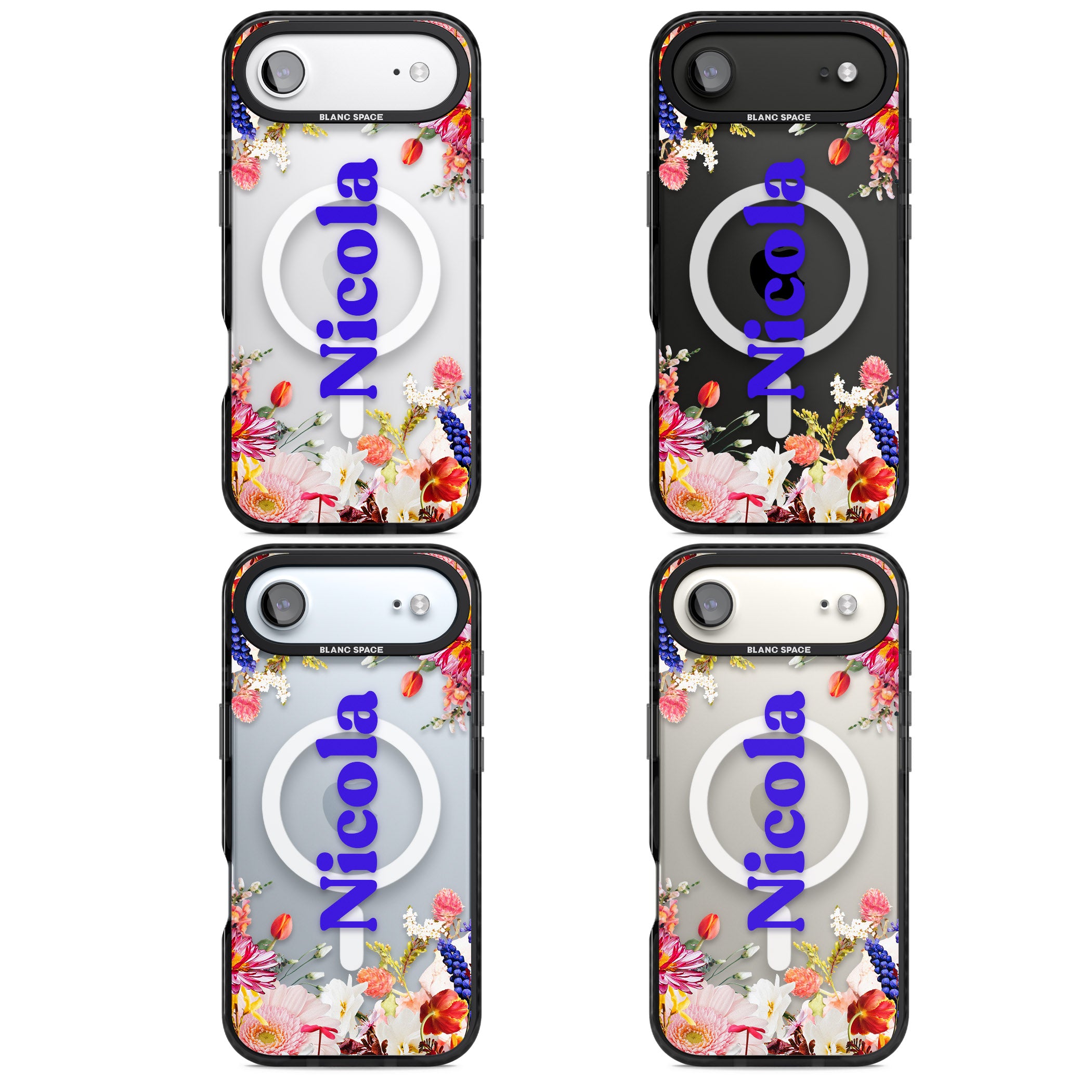 Personalised Floral Name iPhone 17 Air Impact Pro Black Phone Case APT Impact Protection