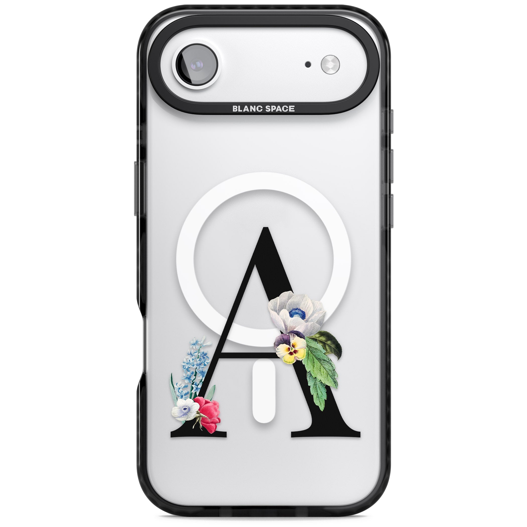 Personalised Floral Initial iPhone 17 Air Impact Pro Black Phone Case