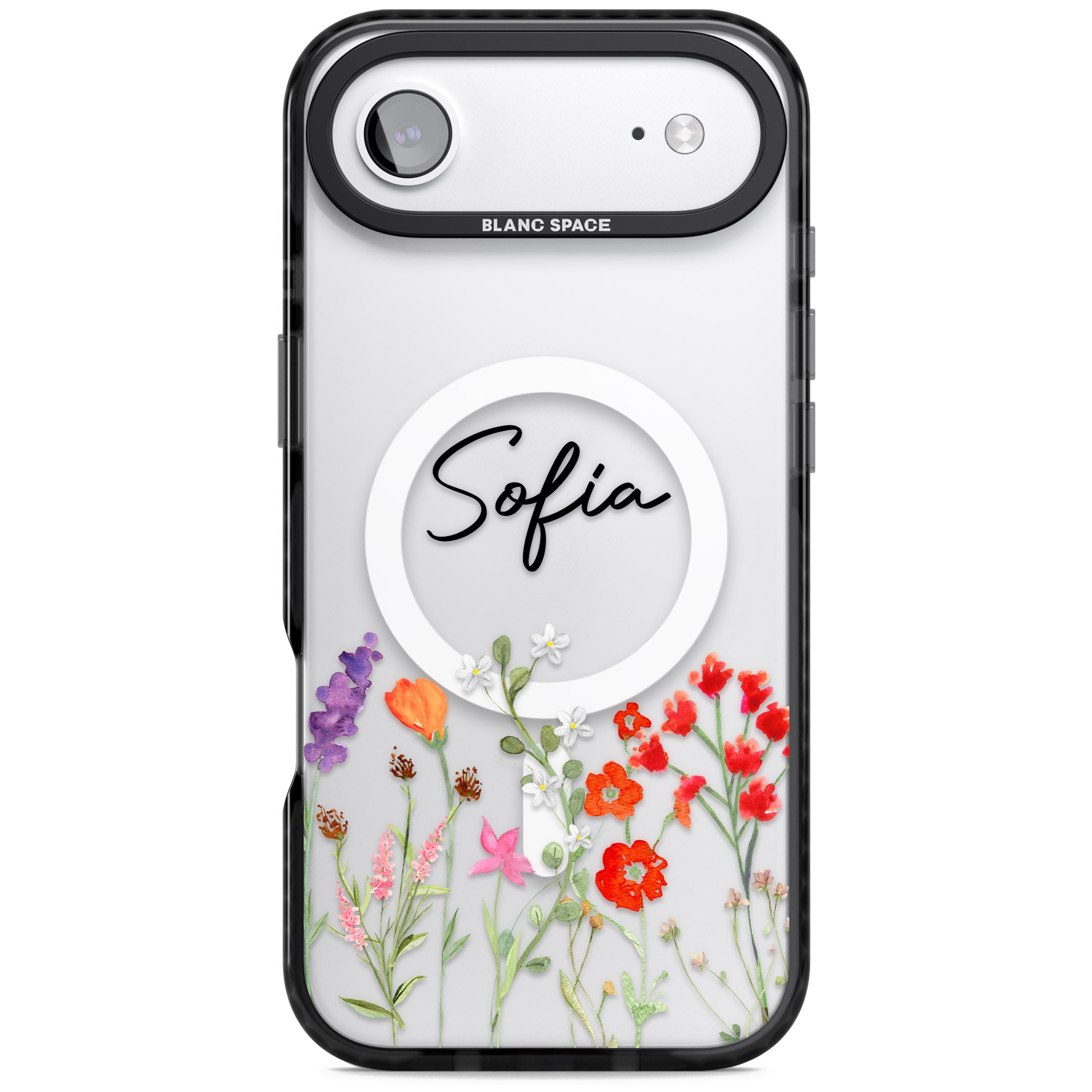 Personalised Spring Wildflowers iPhone 17 Air Impact Pro Black Phone Case