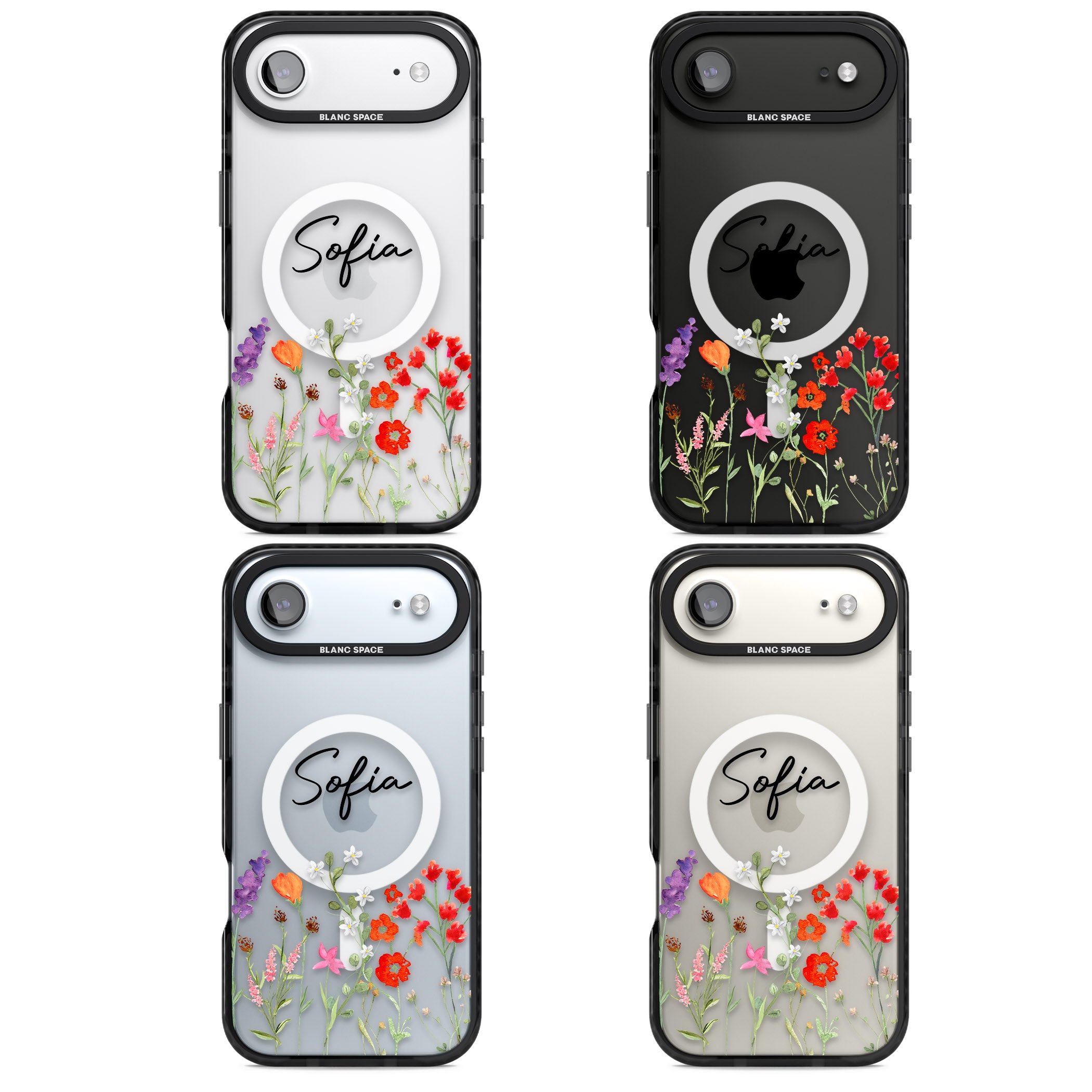 Personalised Spring Wildflowers iPhone 17 Air Impact Pro Black Phone Case APT Impact Protection