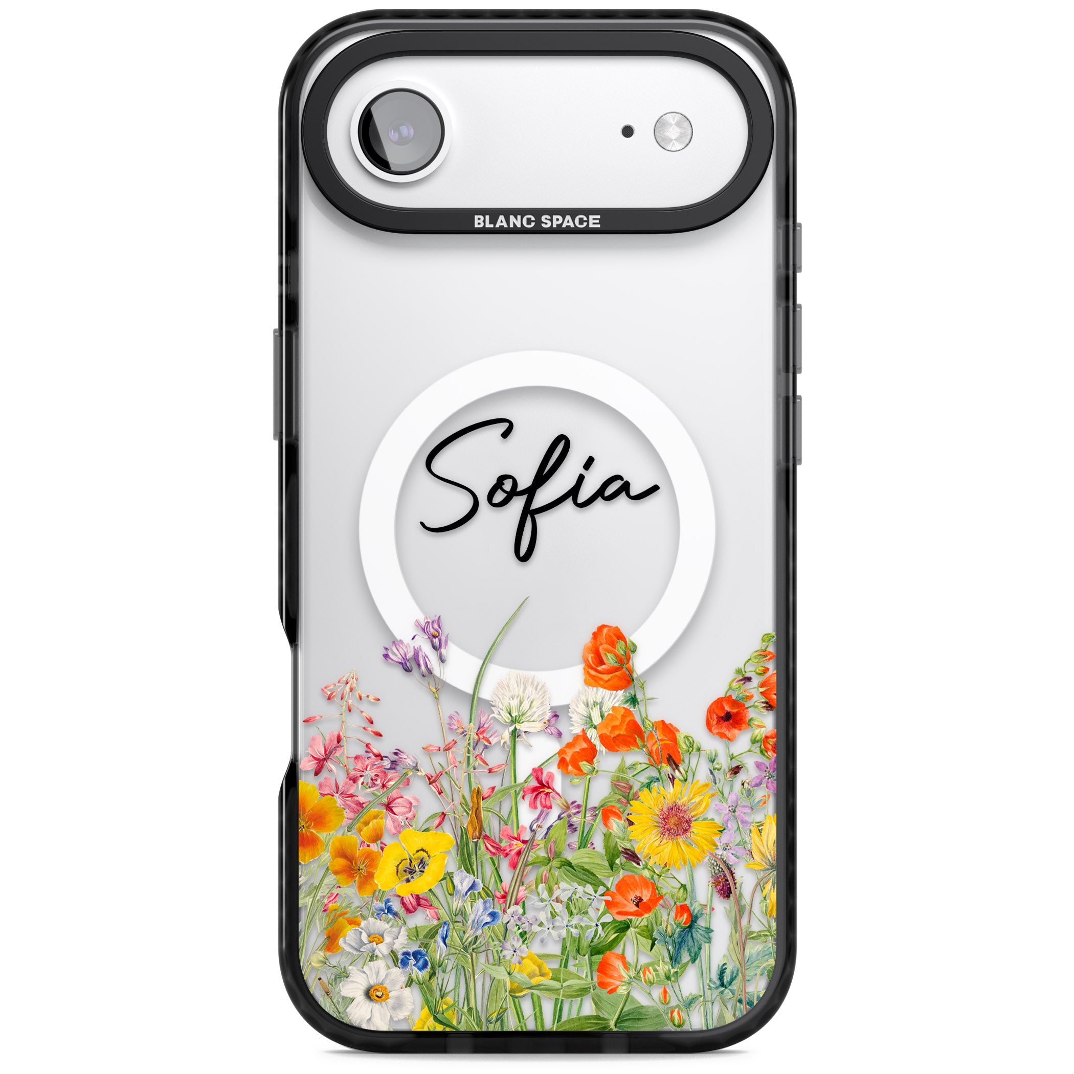Personalised Summer Wildflowers iPhone 17 Air Impact Pro Black Phone Case