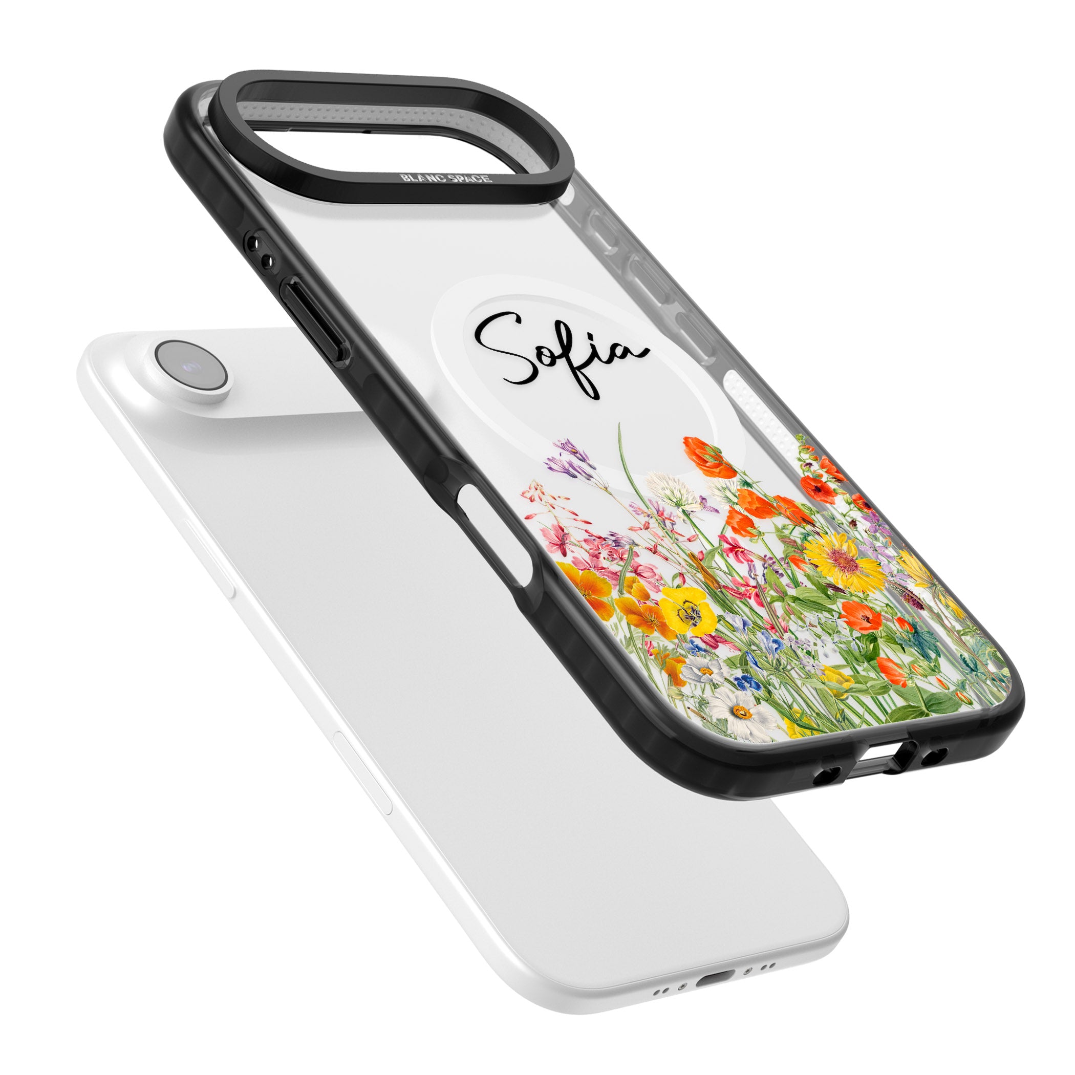 Personalised Summer Wildflowers iPhone 17 Air Impact Pro Black Phone Case Colours