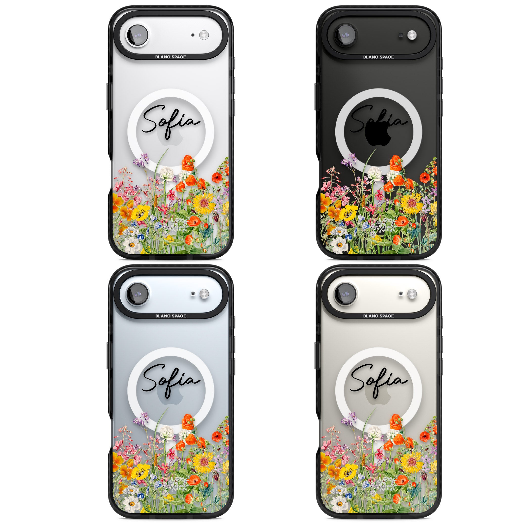 Personalised Summer Wildflowers iPhone 17 Air Impact Pro Black Phone Case APT Impact Protection