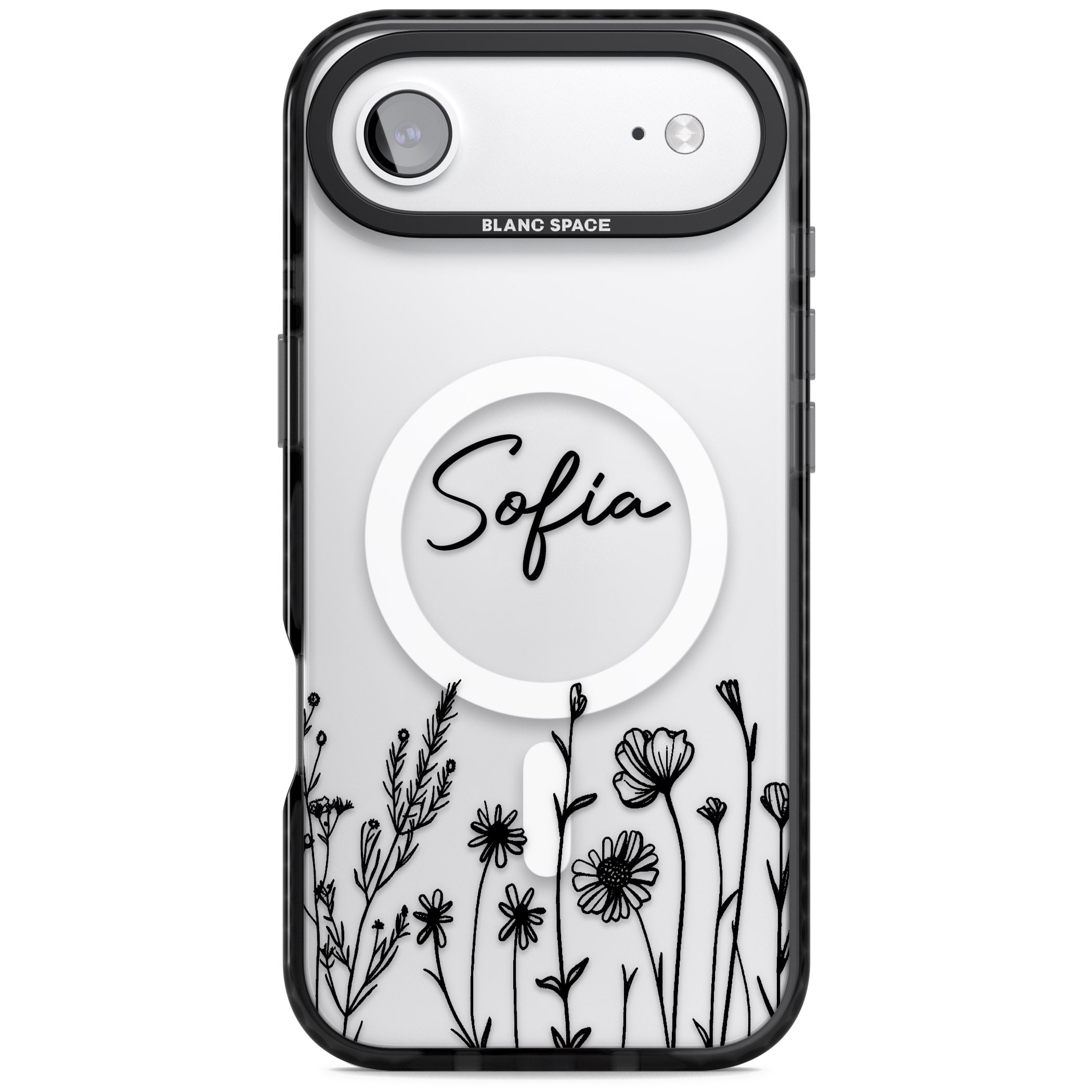 Personalised Black Wildflowers iPhone 17 Air Impact Pro Black Phone Case