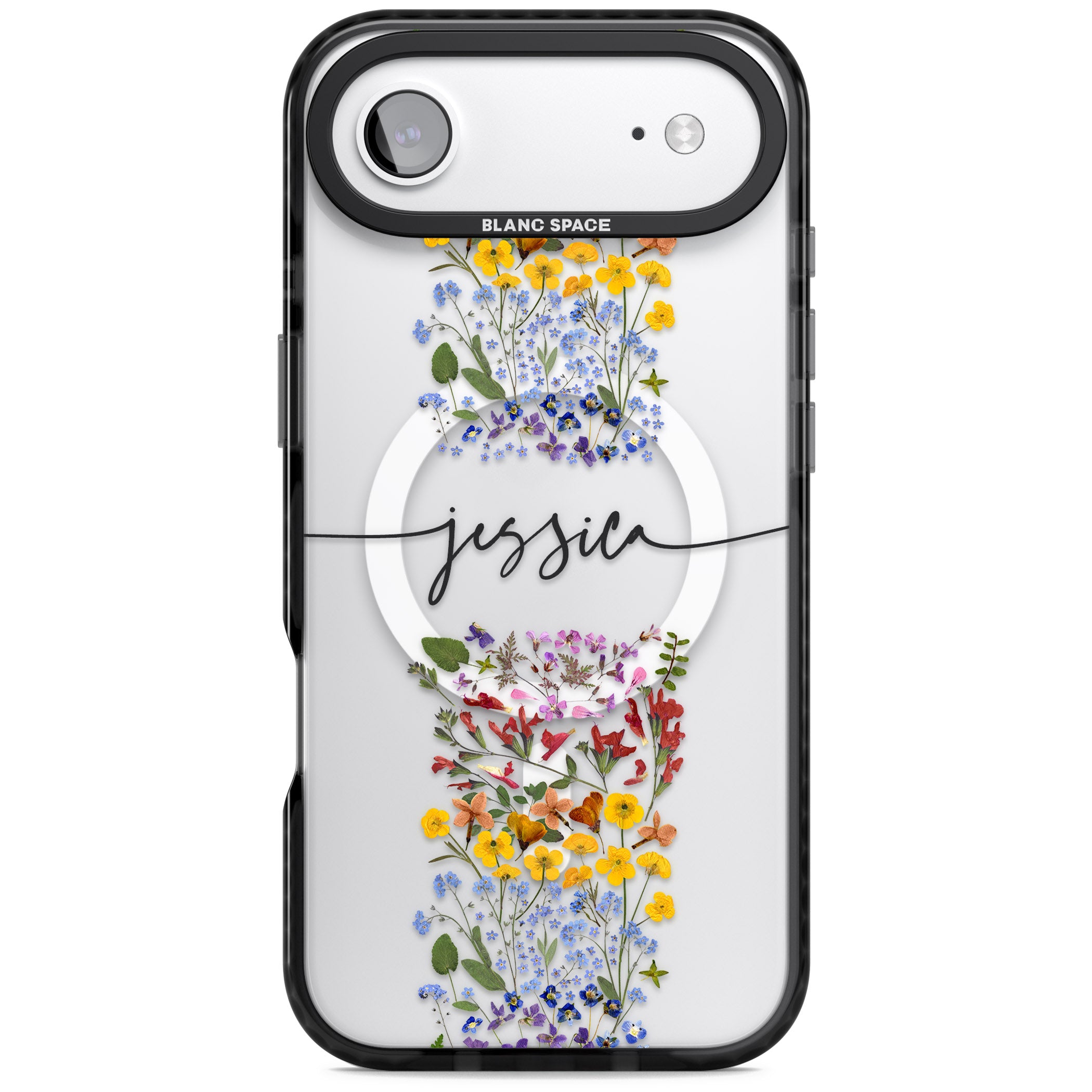 Personalised Wildflower Stripe iPhone 17 Air Impact Pro Black Phone Case