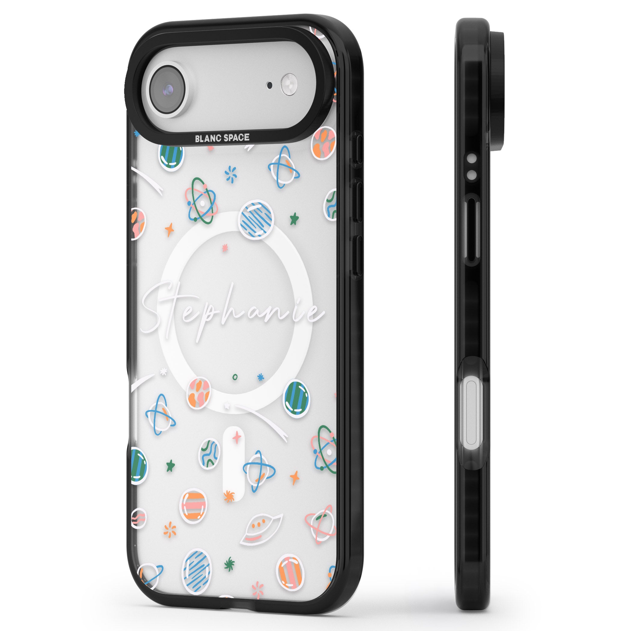 Personalised Space Pattern iPhone 17 Air Impact Pro Black Phone Case Side Profile