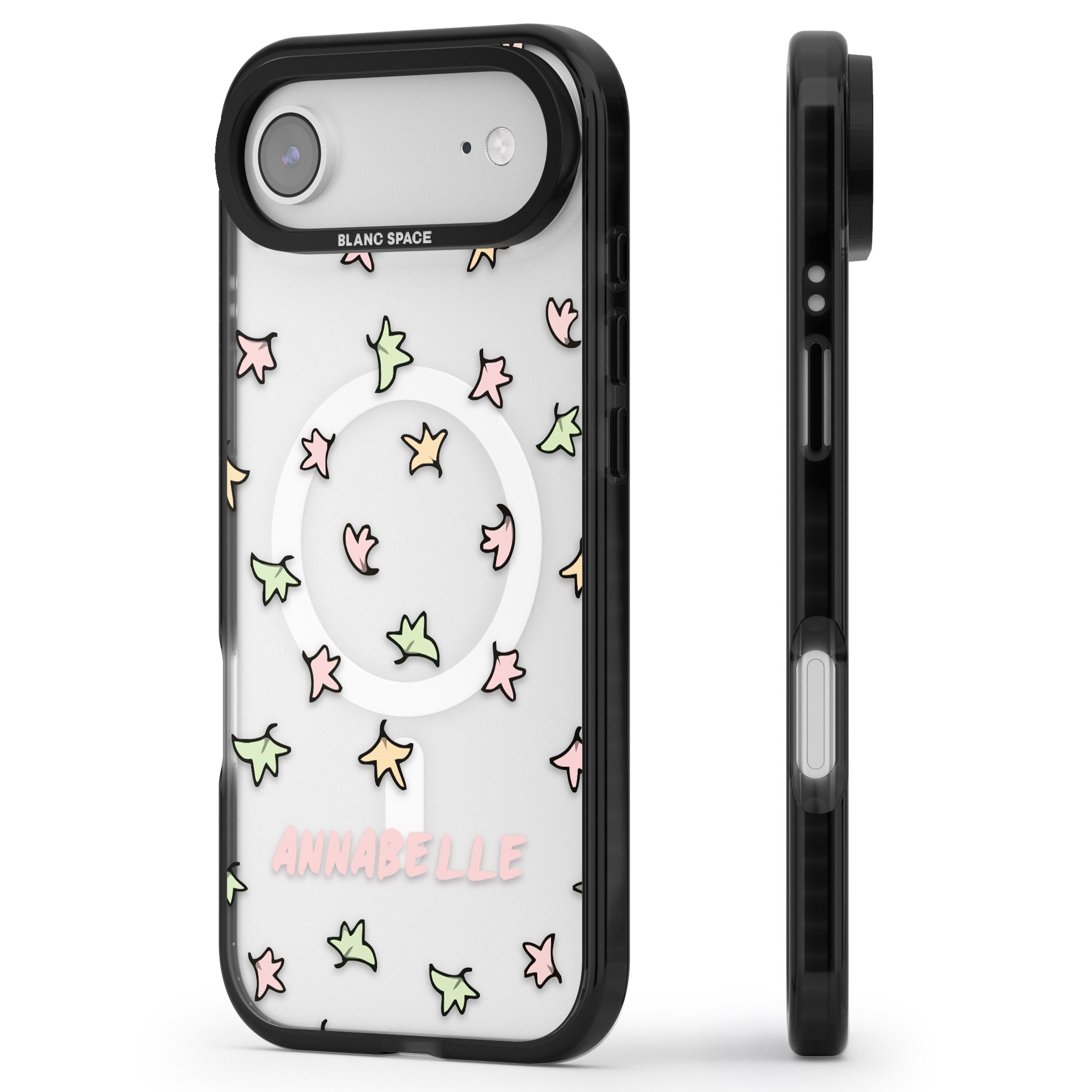 Personalised Heartstopper Leaves Pattern iPhone 17 Air Impact Pro Black Phone Case Side Profile