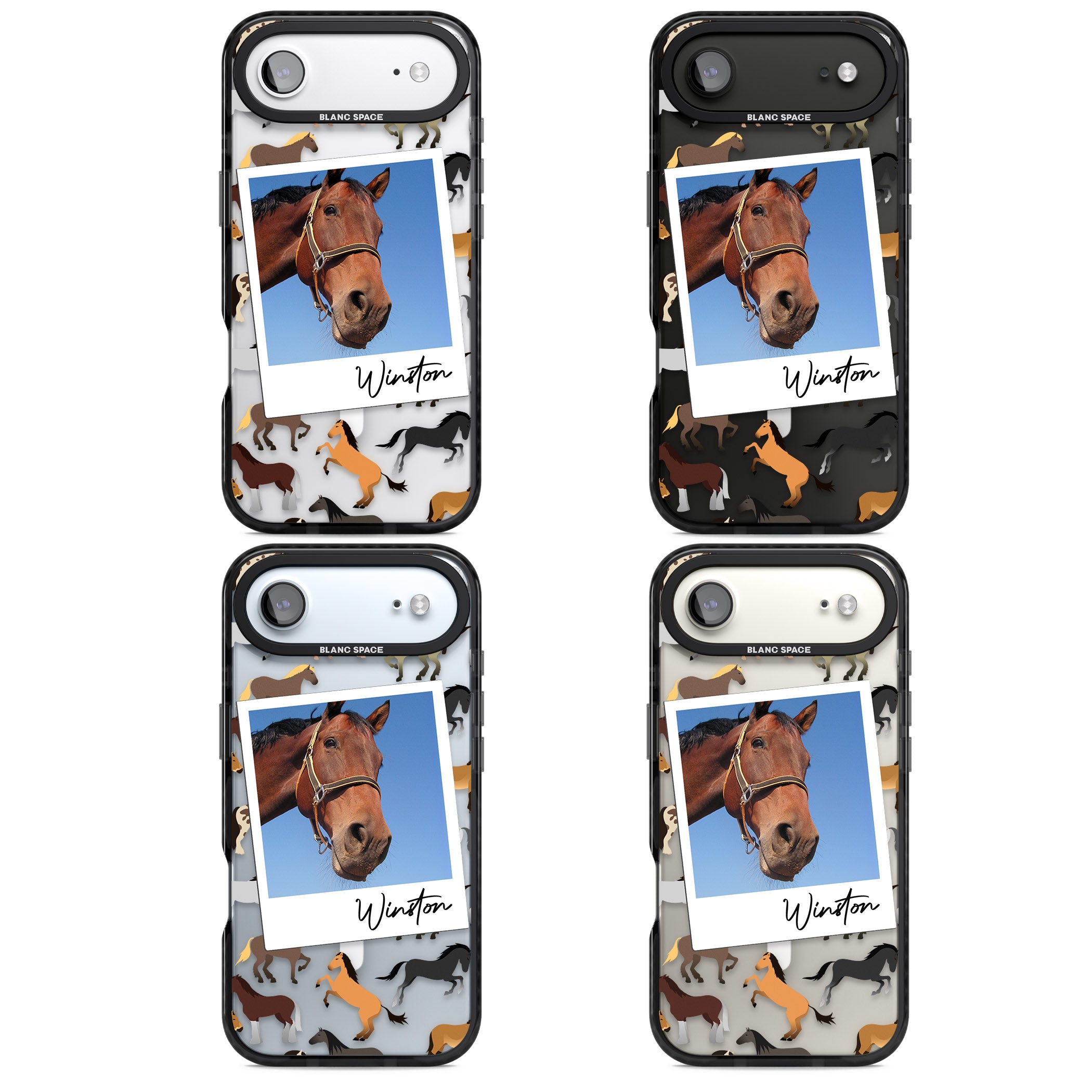 Personalised Horse Polaroid iPhone 17 Air Impact Pro Black Phone Case APT Impact Protection