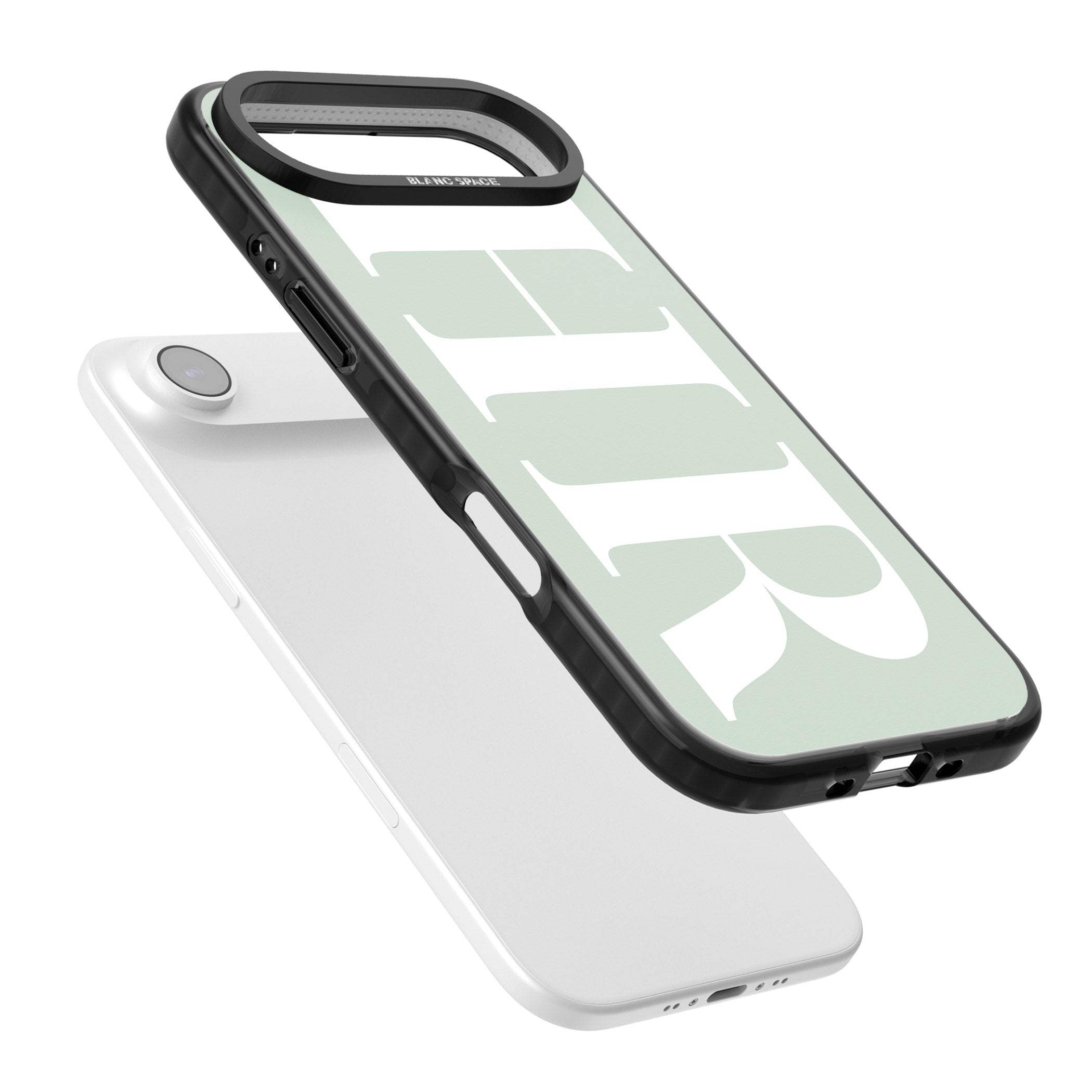 Personalised White & Seafoam Green Letters iPhone 17 Air Impact Pro Black Phone Case Colours