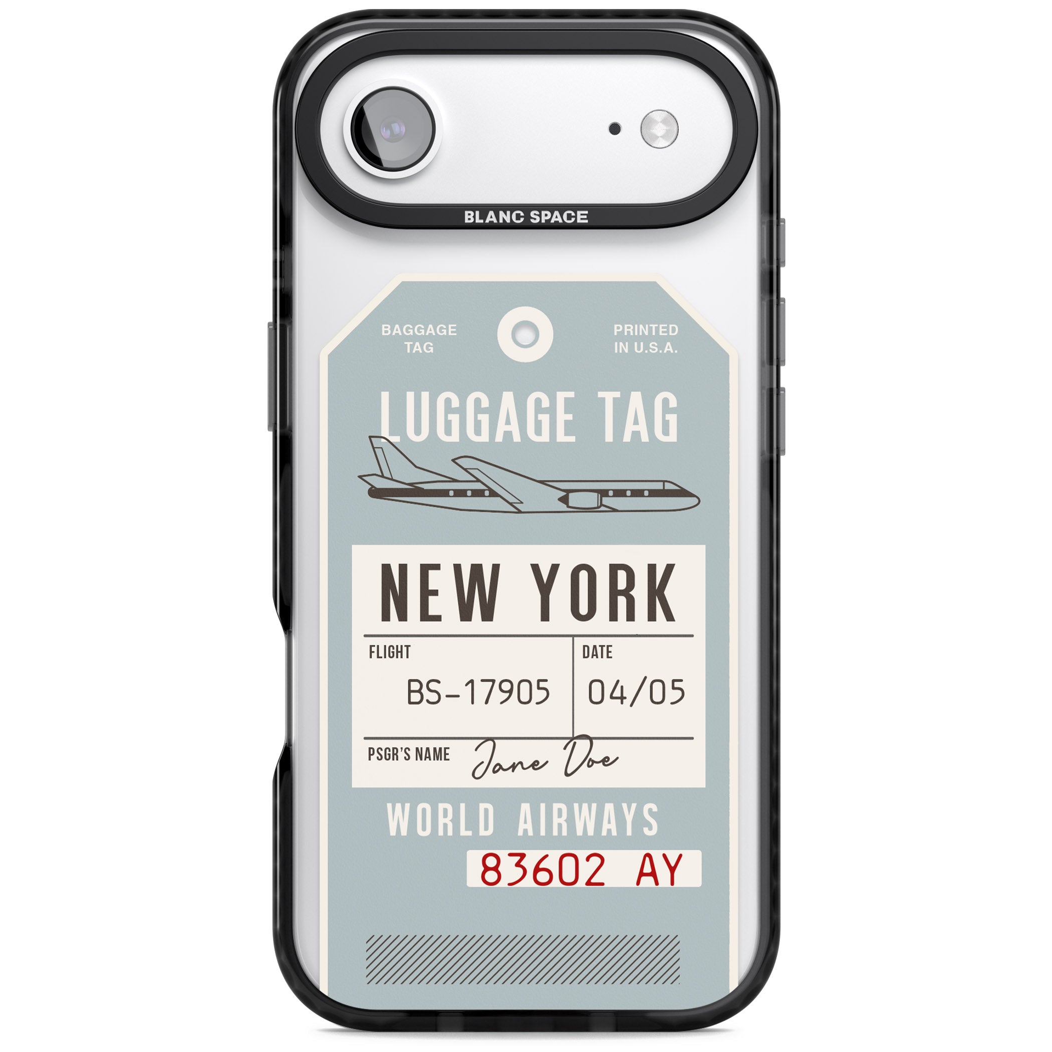 Personalised Vintage Usa Luggage Tag iPhone 17 Air Impact Pro Black Phone Case