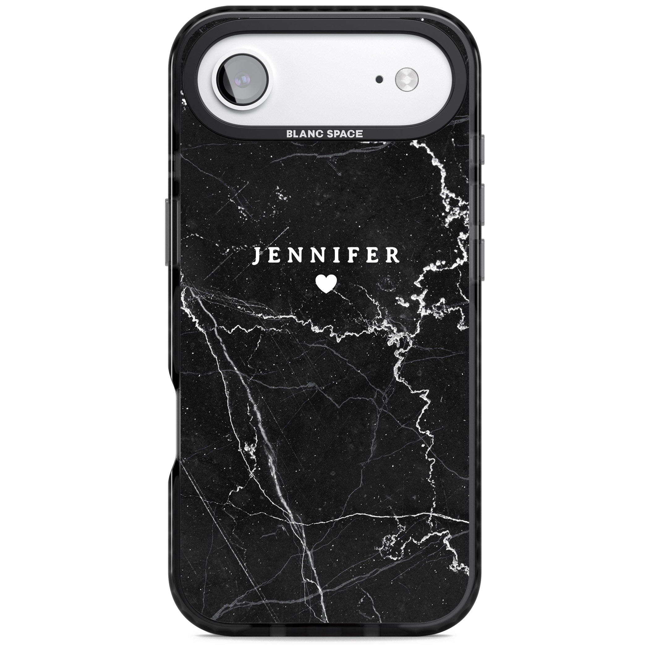 Personalised Black Marble iPhone 17 Air Impact Pro Black Phone Case