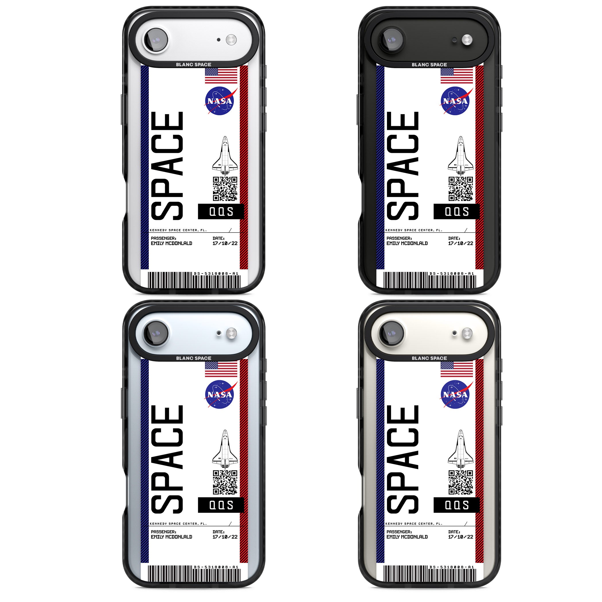 Personalised Nasa Boarding Pass (Light) iPhone 17 Air Impact Pro Black Phone Case APT Impact Protection