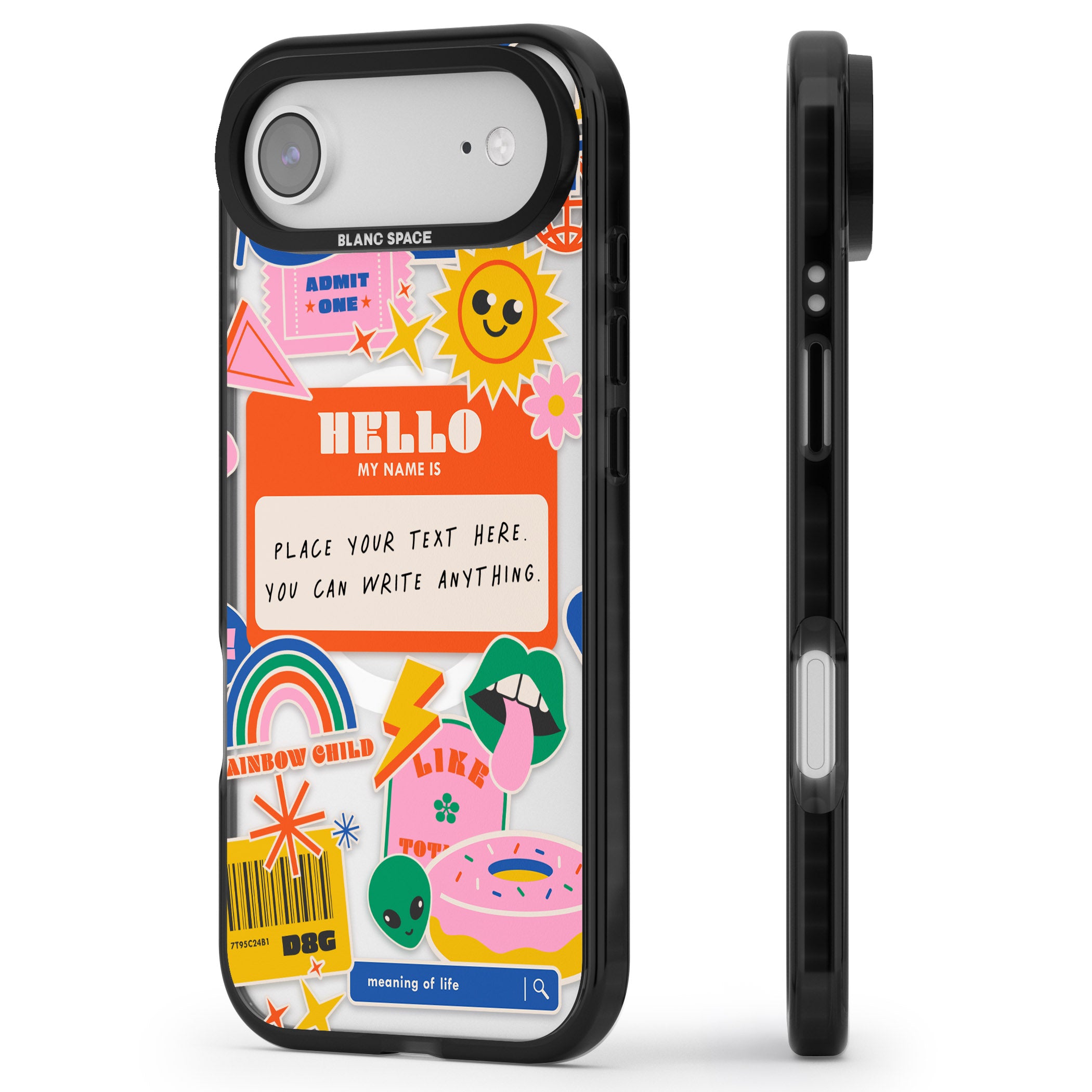 Personalised Retro Vibes Sticker iPhone 17 Air Impact Pro Black Phone Case Side Profile