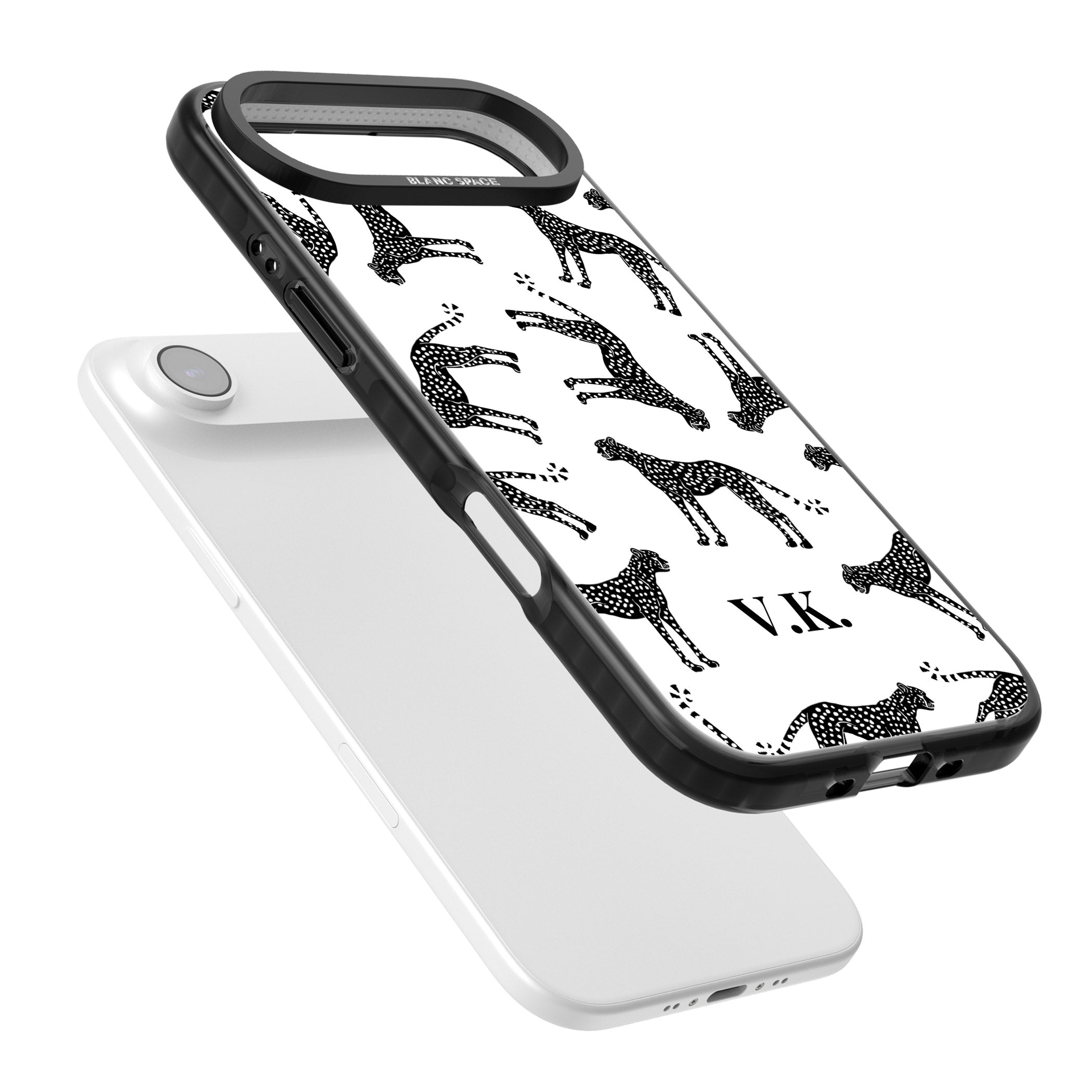Personalised Black & White Cheetah Pattern iPhone 17 Air Impact Pro Black Phone Case Colours
