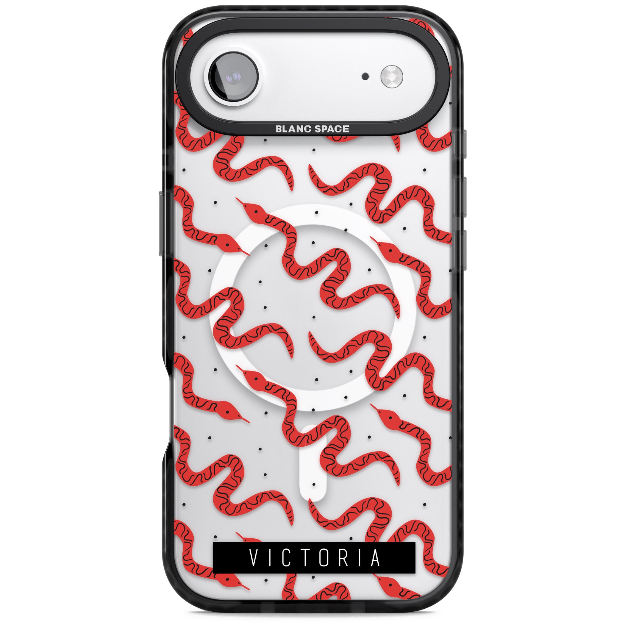 Personalised Red Snake Pattern iPhone 17 Air Impact Pro Black Phone Case