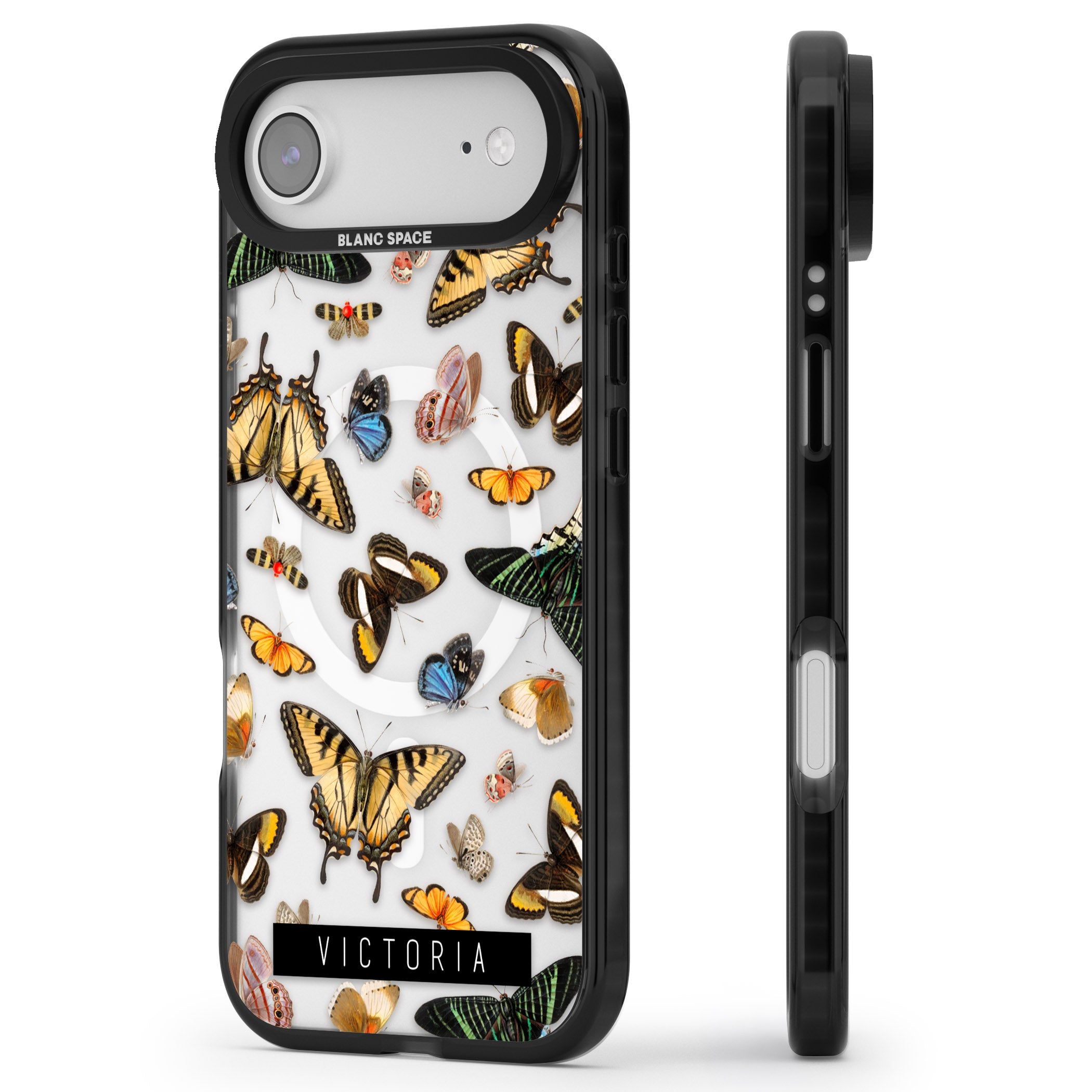 Personalised Butterfly Archive iPhone 17 Air Impact Pro Black Phone Case Side Profile