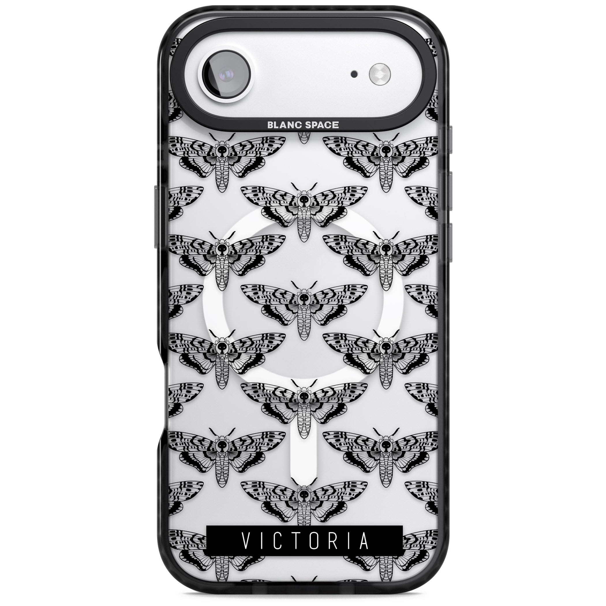 Personalised Hawk Moth Pattern iPhone 17 Air Impact Pro Black Phone Case