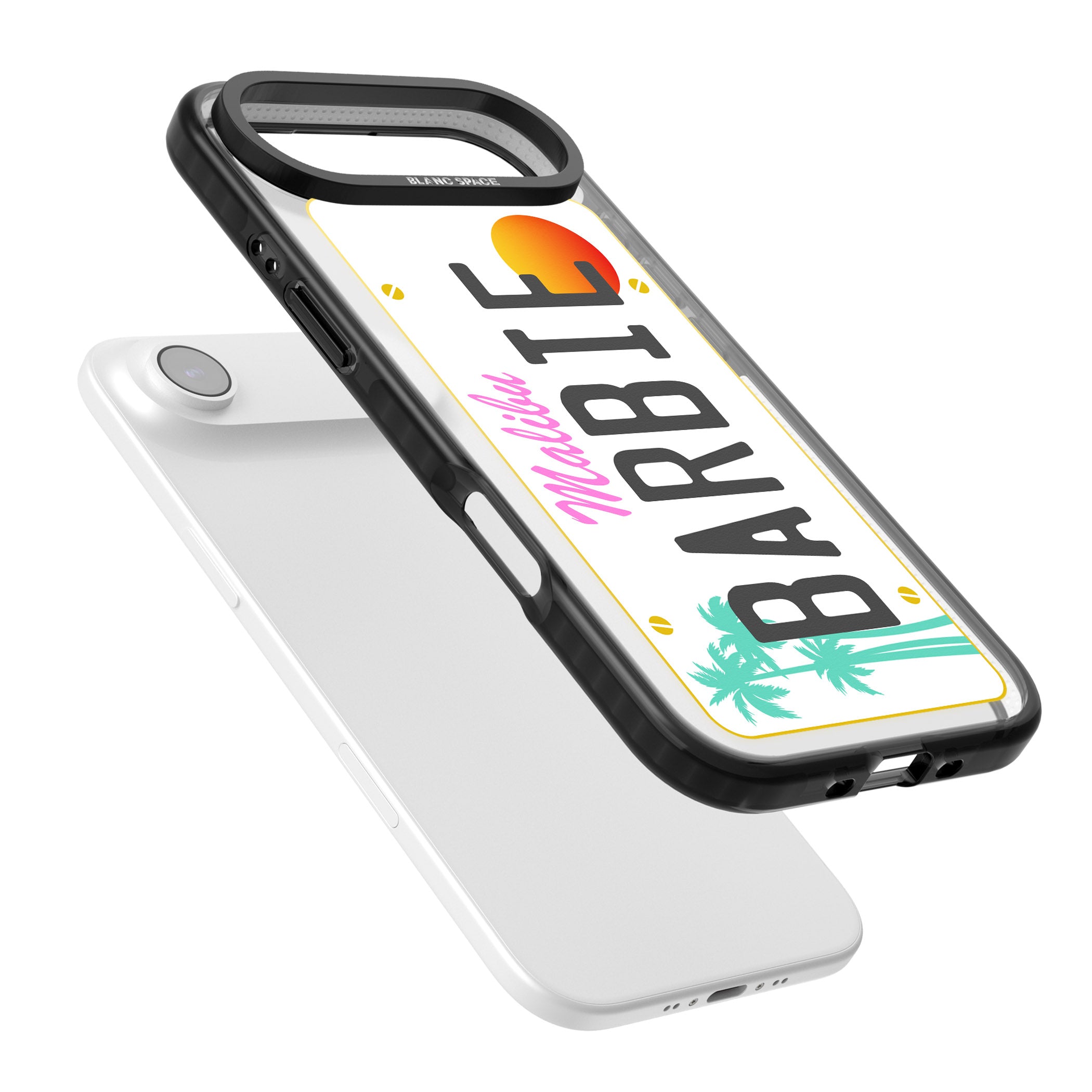 Personalised Malibu License Plate iPhone 17 Air Impact Pro Black Phone Case Colours