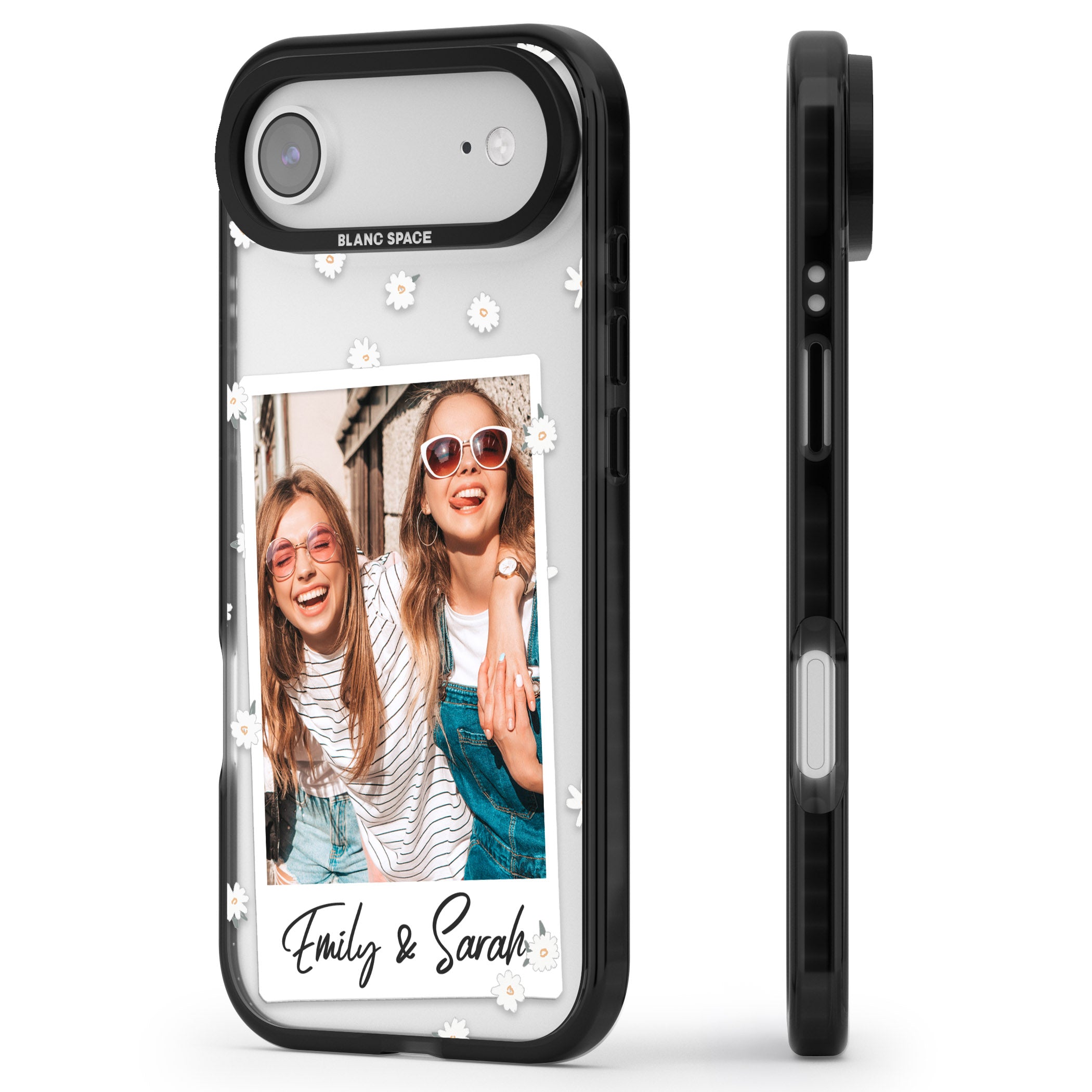 Personalised Daisy Instant Photo iPhone 17 Air Impact Pro Black Phone Case Side Profile