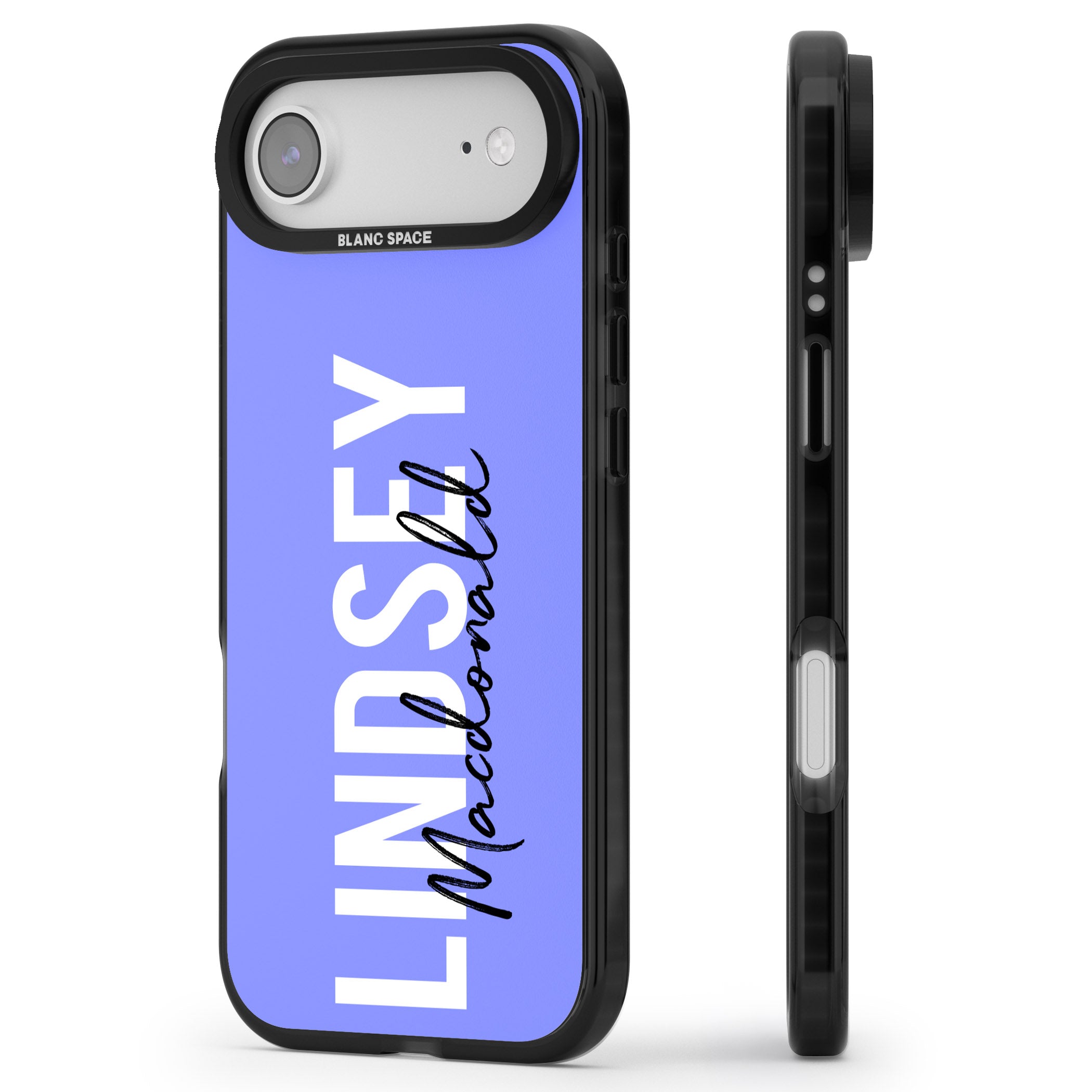 Personalised Bold Name: Purple iPhone 17 Air Impact Pro Black Phone Case Side Profile