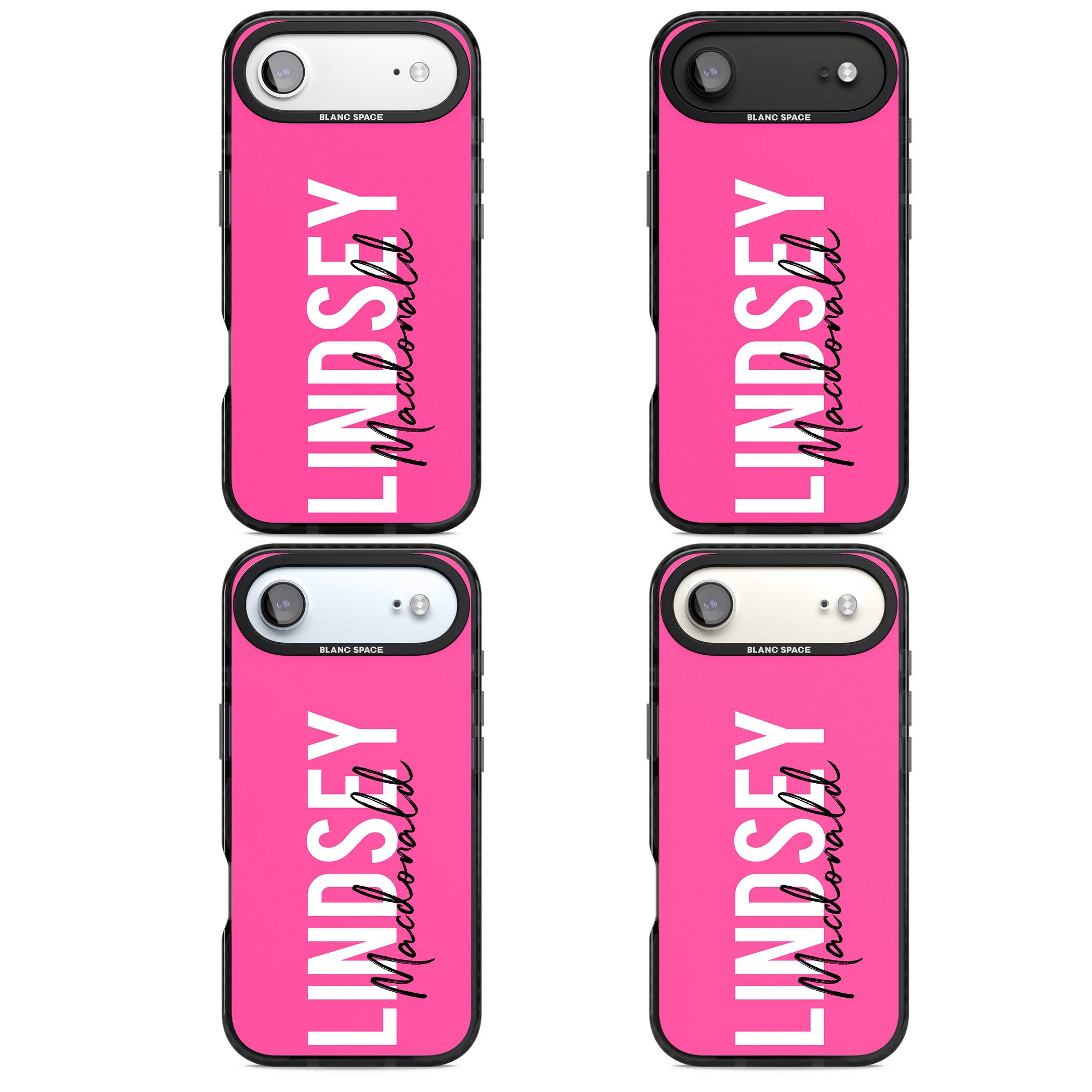 Personalised Bold Name: Pink iPhone 17 Air Impact Pro Black Phone Case APT Impact Protection