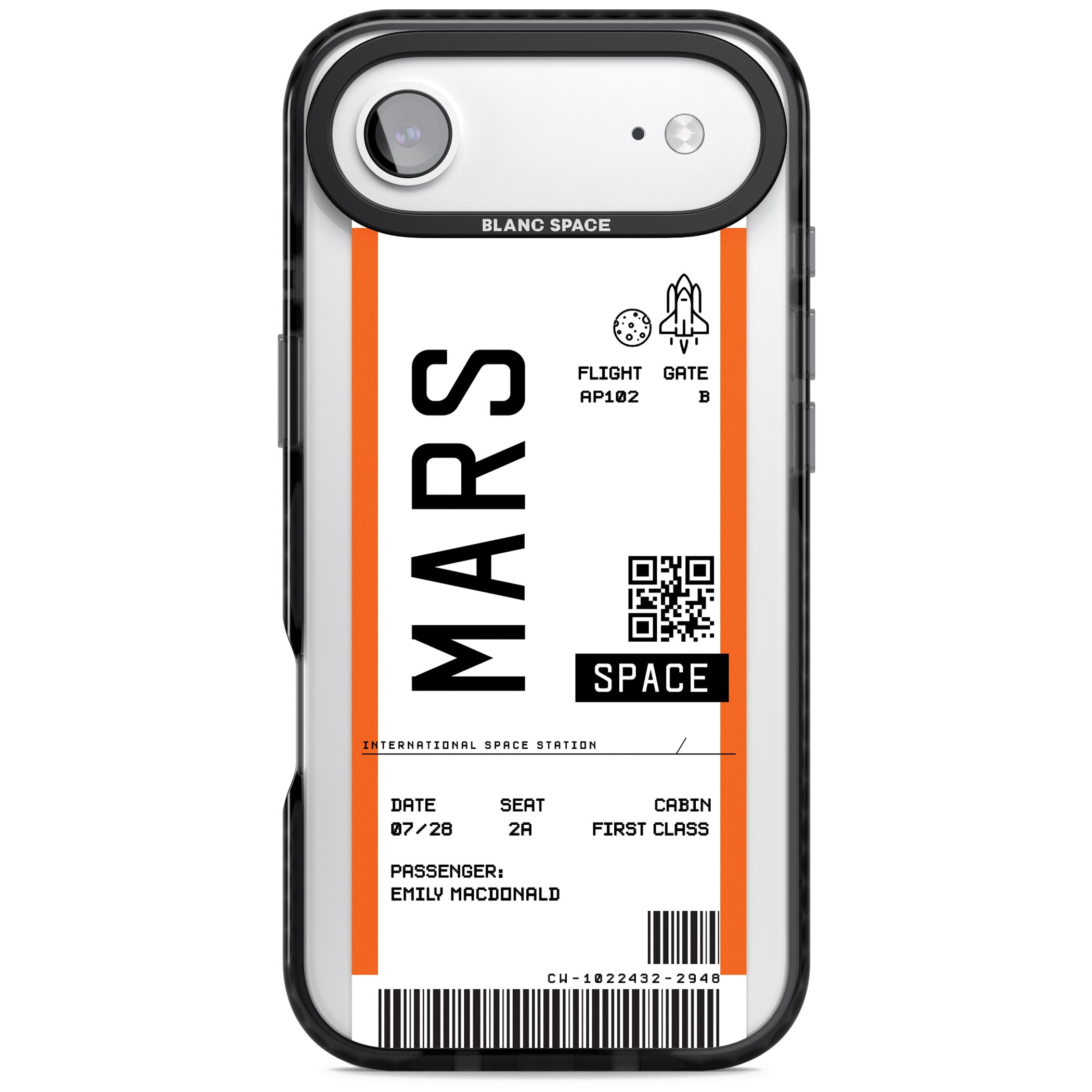 Personalised Mars Travel Ticket iPhone 17 Air Impact Pro Black Phone Case