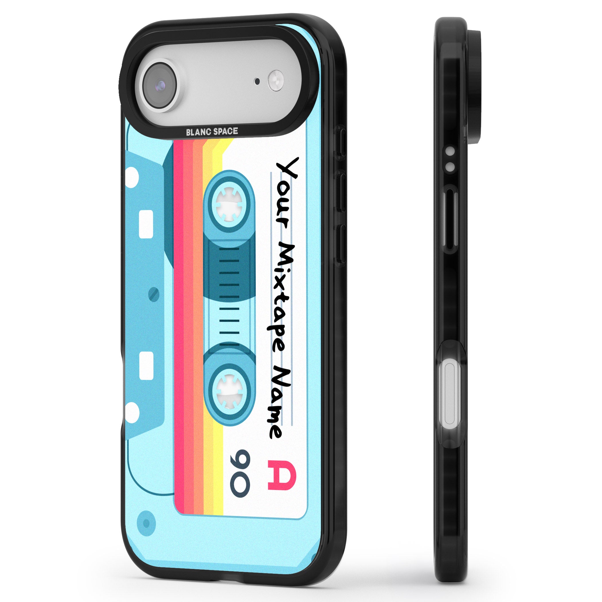 Personalised Retro Mixtape Sporty iPhone 17 Air Impact Pro Black Phone Case Side Profile