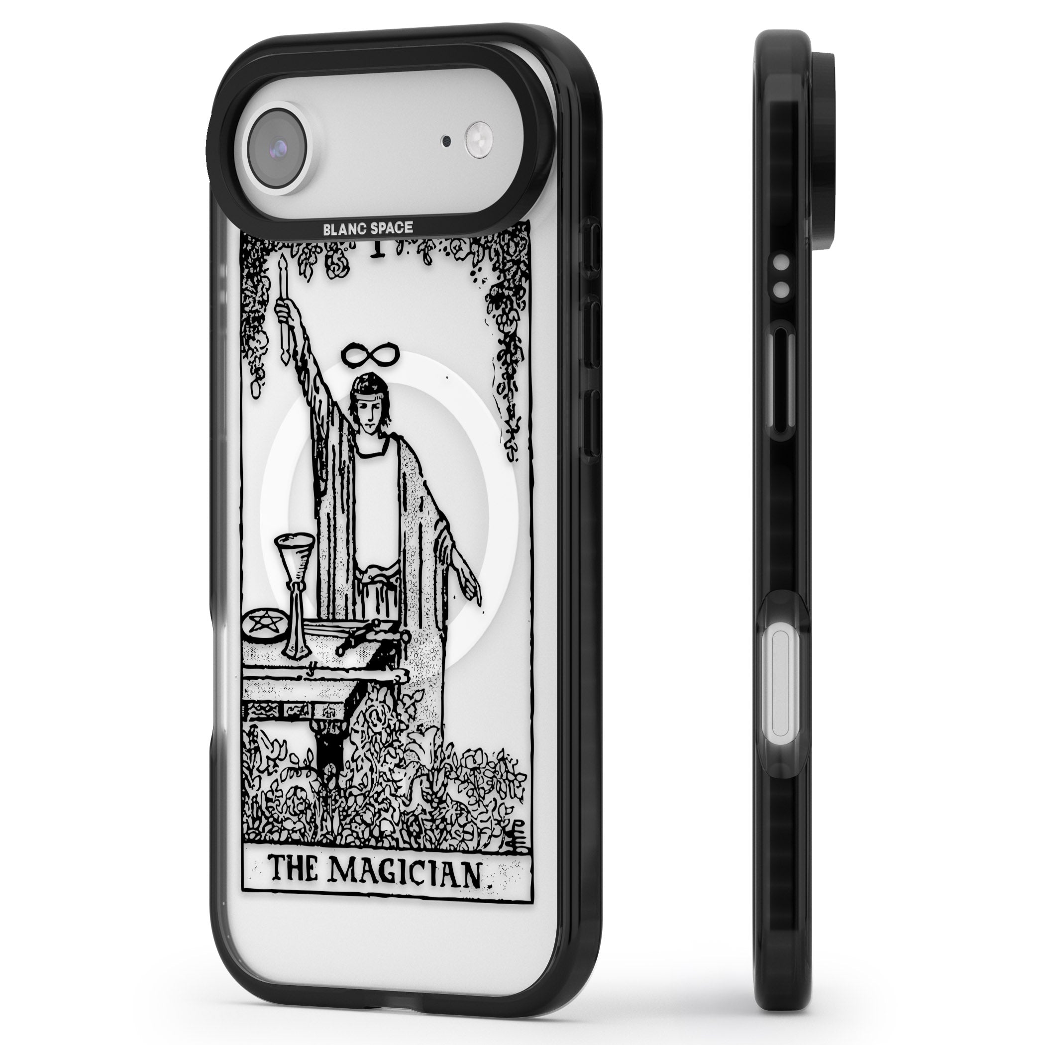Personalised The Magician Tarot Transparent iPhone 17 Air Impact Pro Black Phone Case Side Profile
