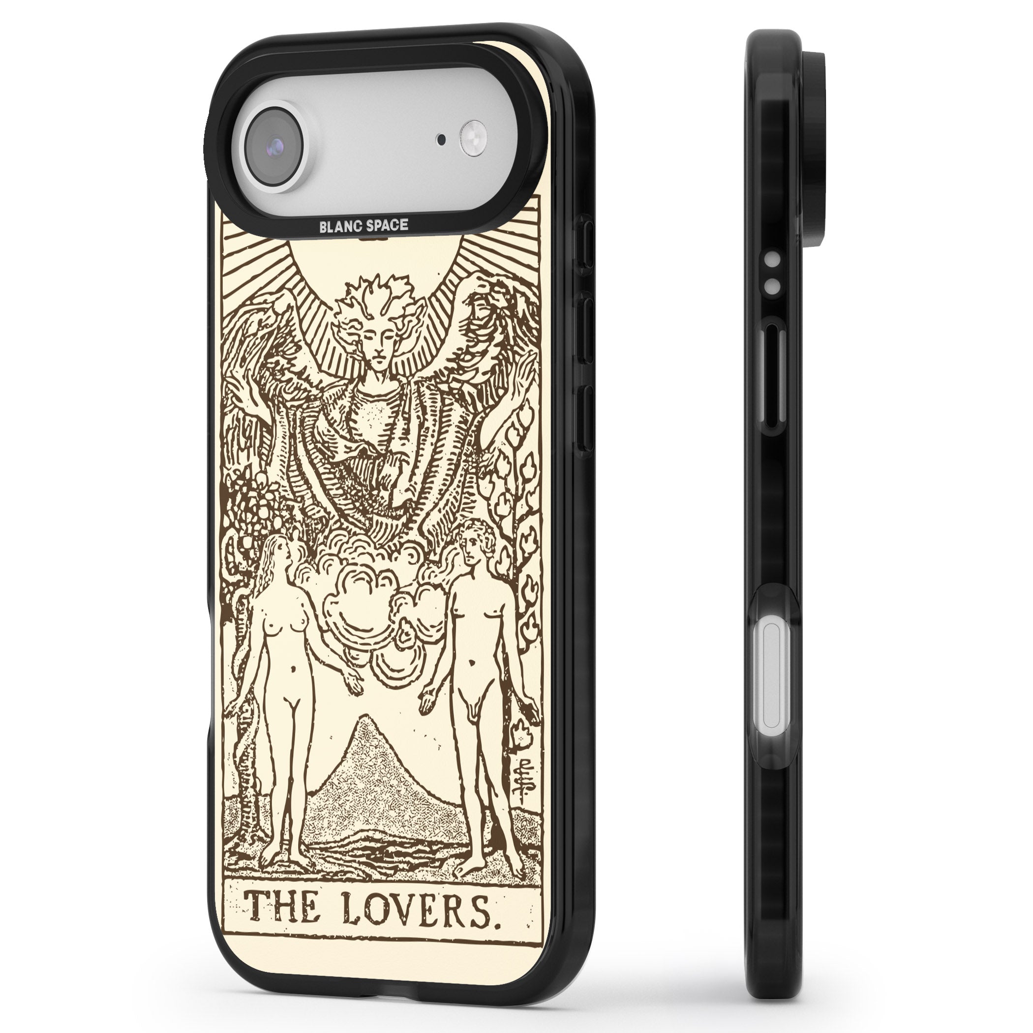 Personalised The Lovers Tarot Card (Cream) iPhone 17 Air Impact Pro Black Phone Case Side Profile