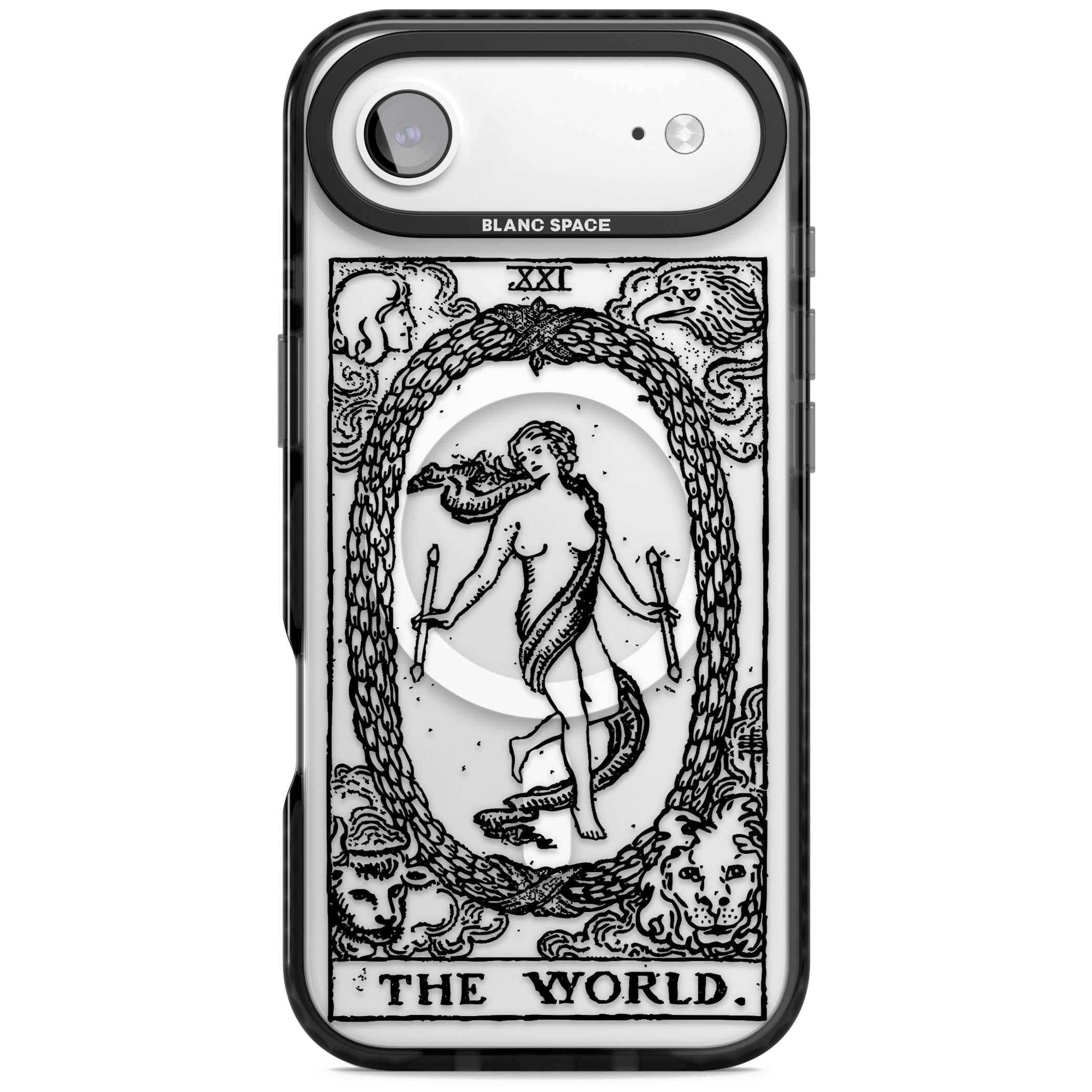 Personalised The World Tarot Card (Clear) iPhone 17 Air Impact Pro Black Phone Case