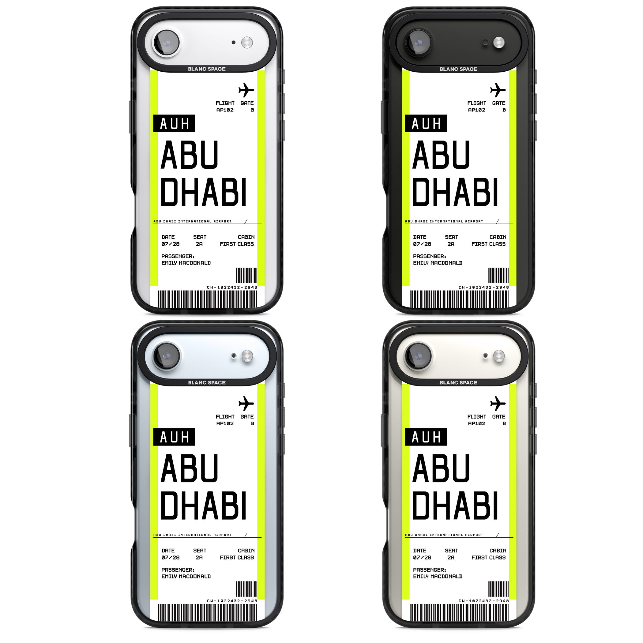 Personalised Abu Dhabi Boarding Pass iPhone 17 Air Impact Pro Black Phone Case APT Impact Protection