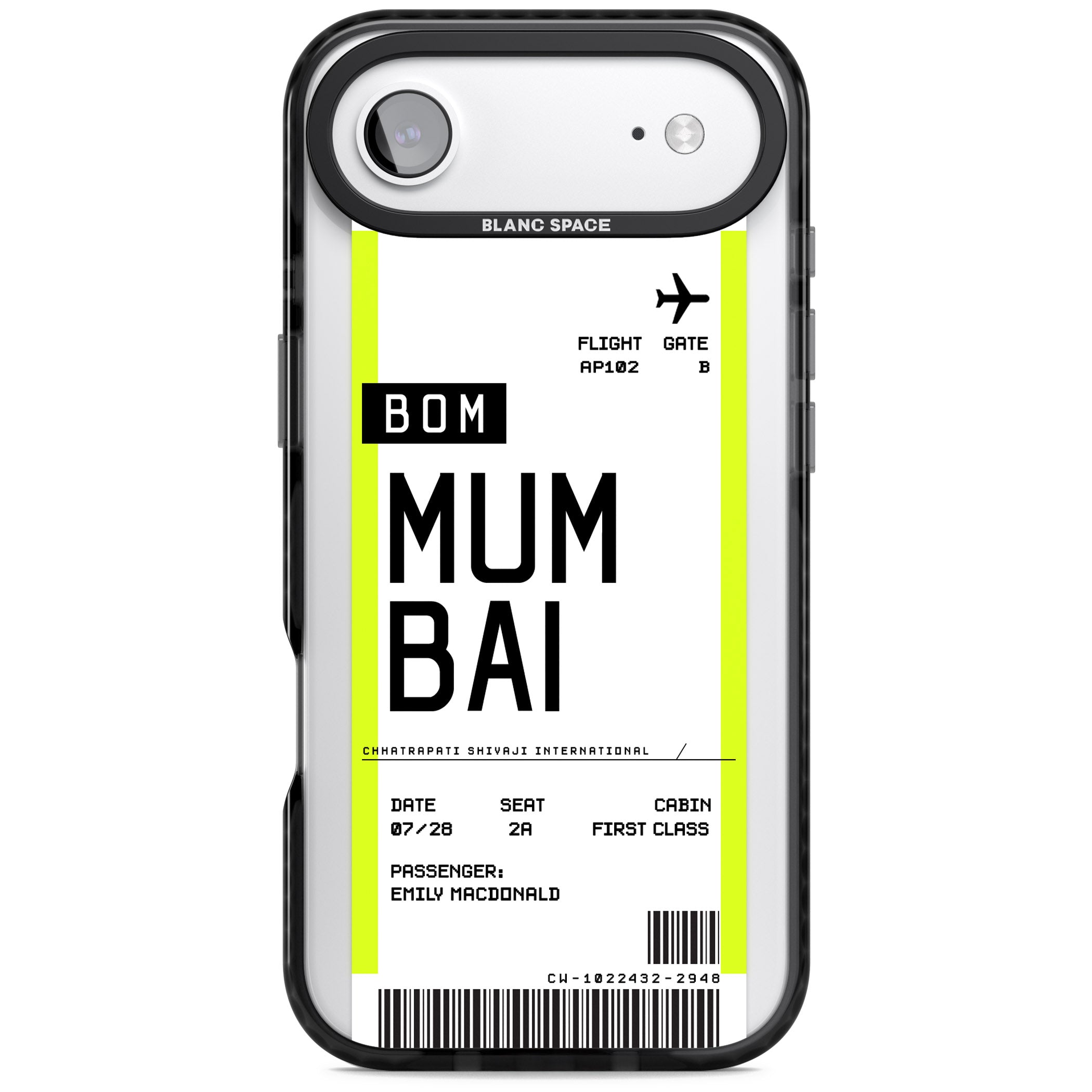 Personalised Mumbai Boarding Pass iPhone 17 Air Impact Pro Black Phone Case
