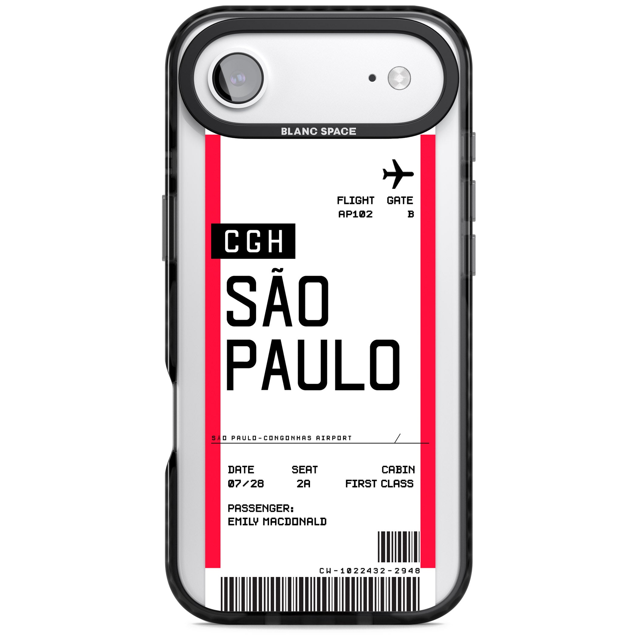 Personalised São Paulo Boarding Pass iPhone 17 Air Impact Pro Black Phone Case