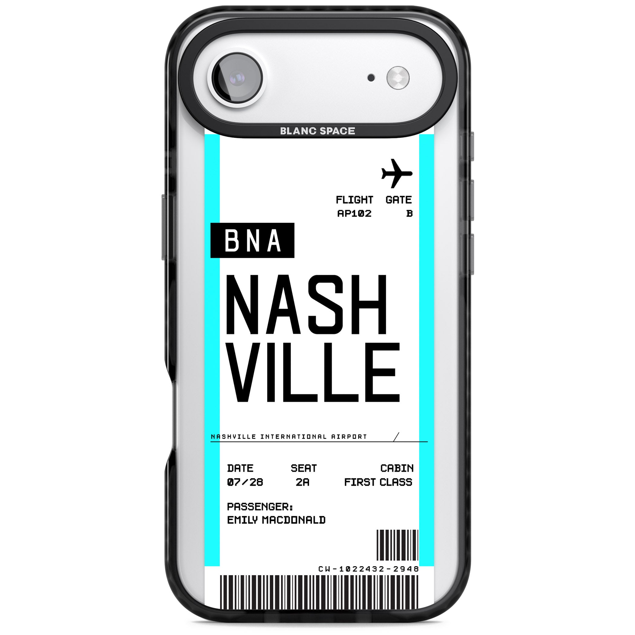 Personalised Nashville Boarding Pass iPhone 17 Air Impact Pro Black Phone Case