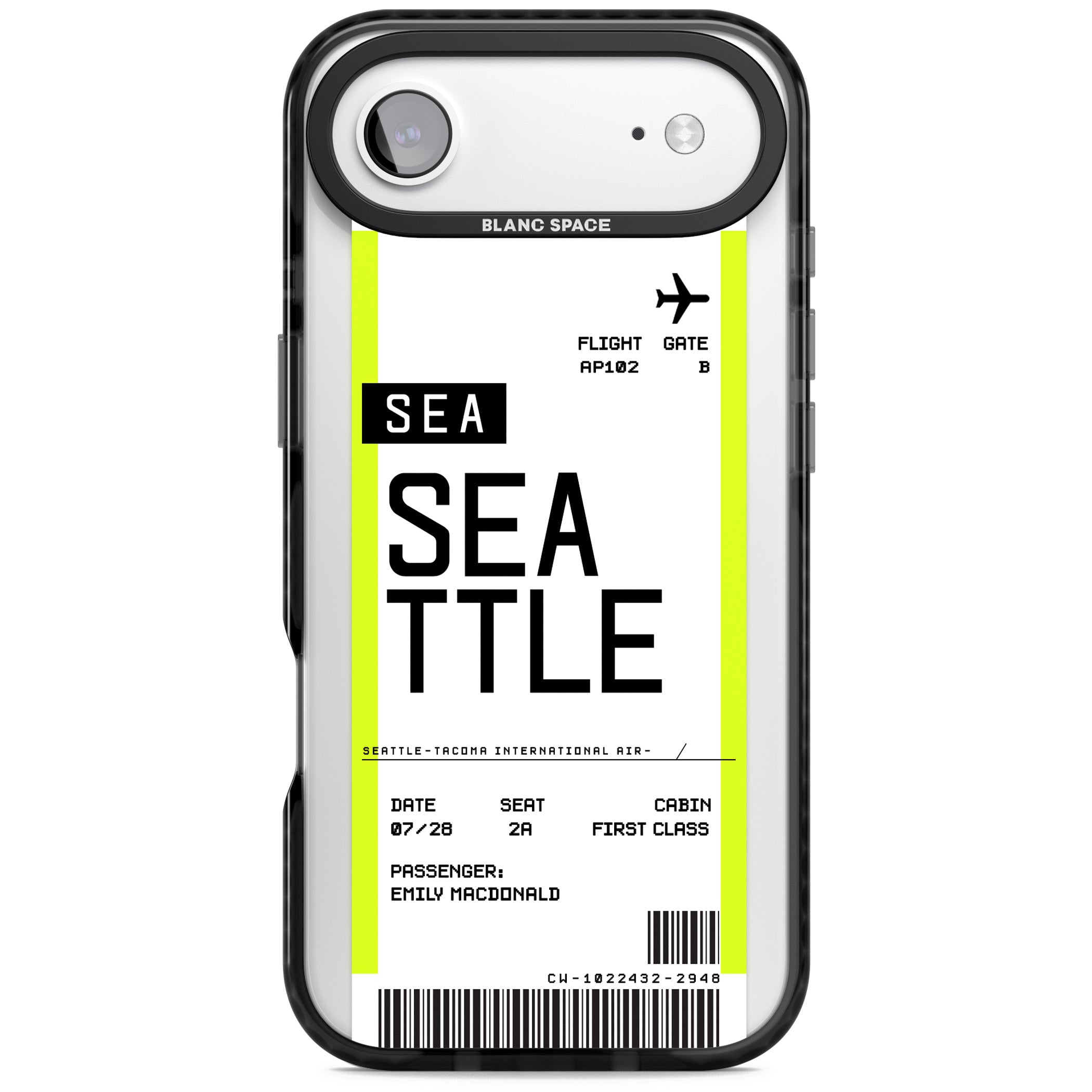 Personalised Seattle Boarding Pass iPhone 17 Air Impact Pro Black Phone Case