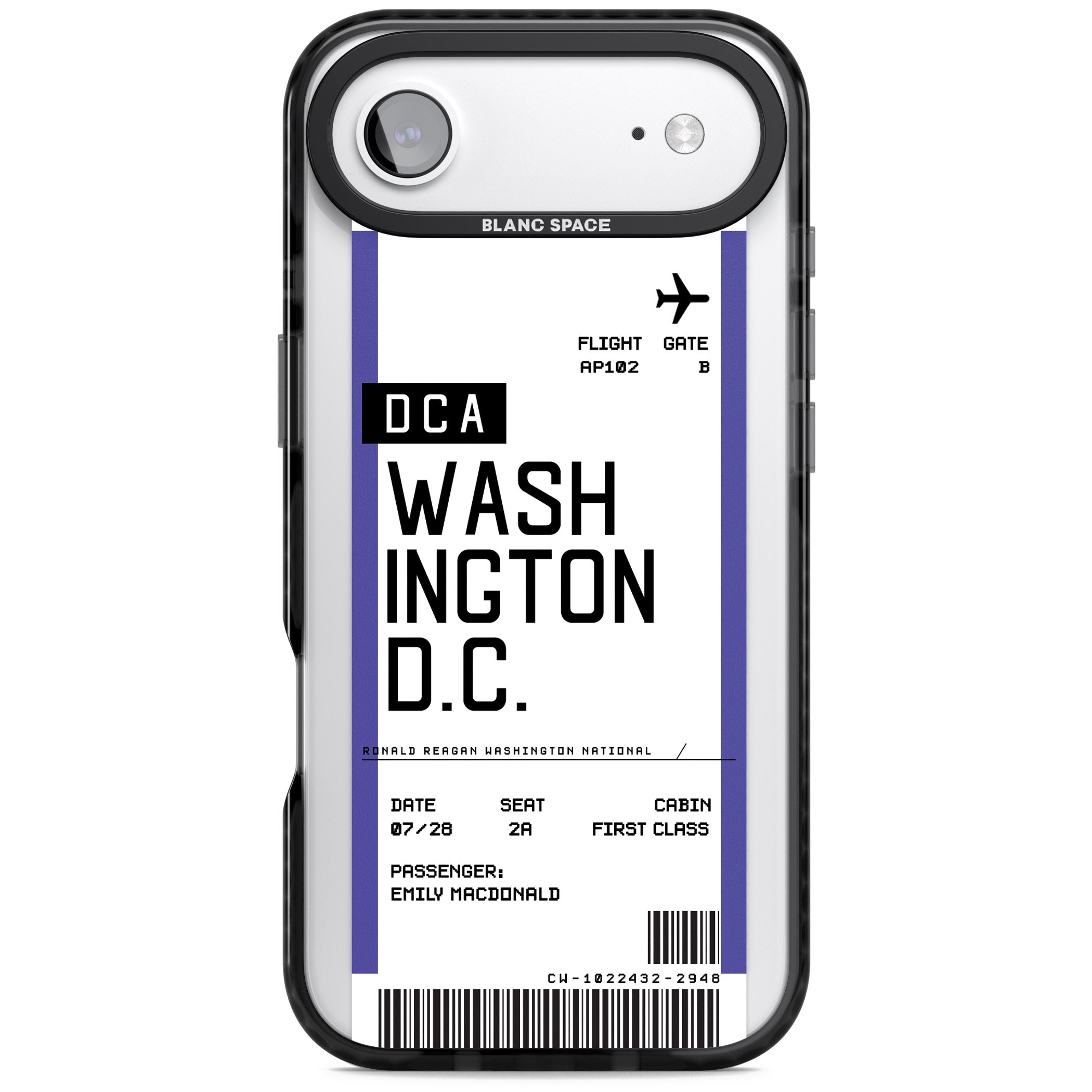 Personalised Washington D.C. Boarding Pass iPhone 17 Air Impact Pro Black Phone Case