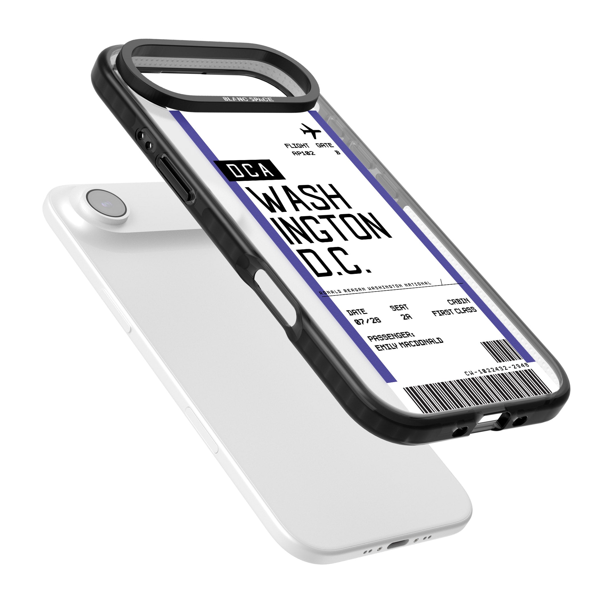 Personalised Washington D.C. Boarding Pass iPhone 17 Air Impact Pro Black Phone Case Colours