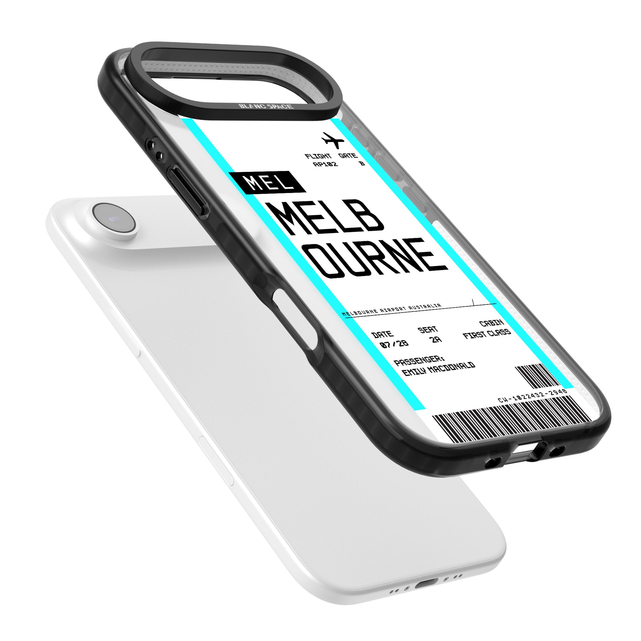 Personalised Melbourne Boarding Pass iPhone 17 Air Impact Pro Black Phone Case Colours