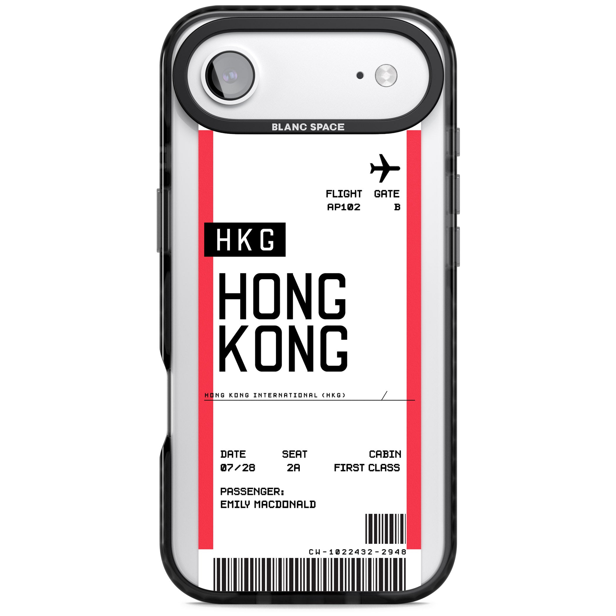 Personalised Hong Kong Boarding Pass iPhone 17 Air Impact Pro Black Phone Case