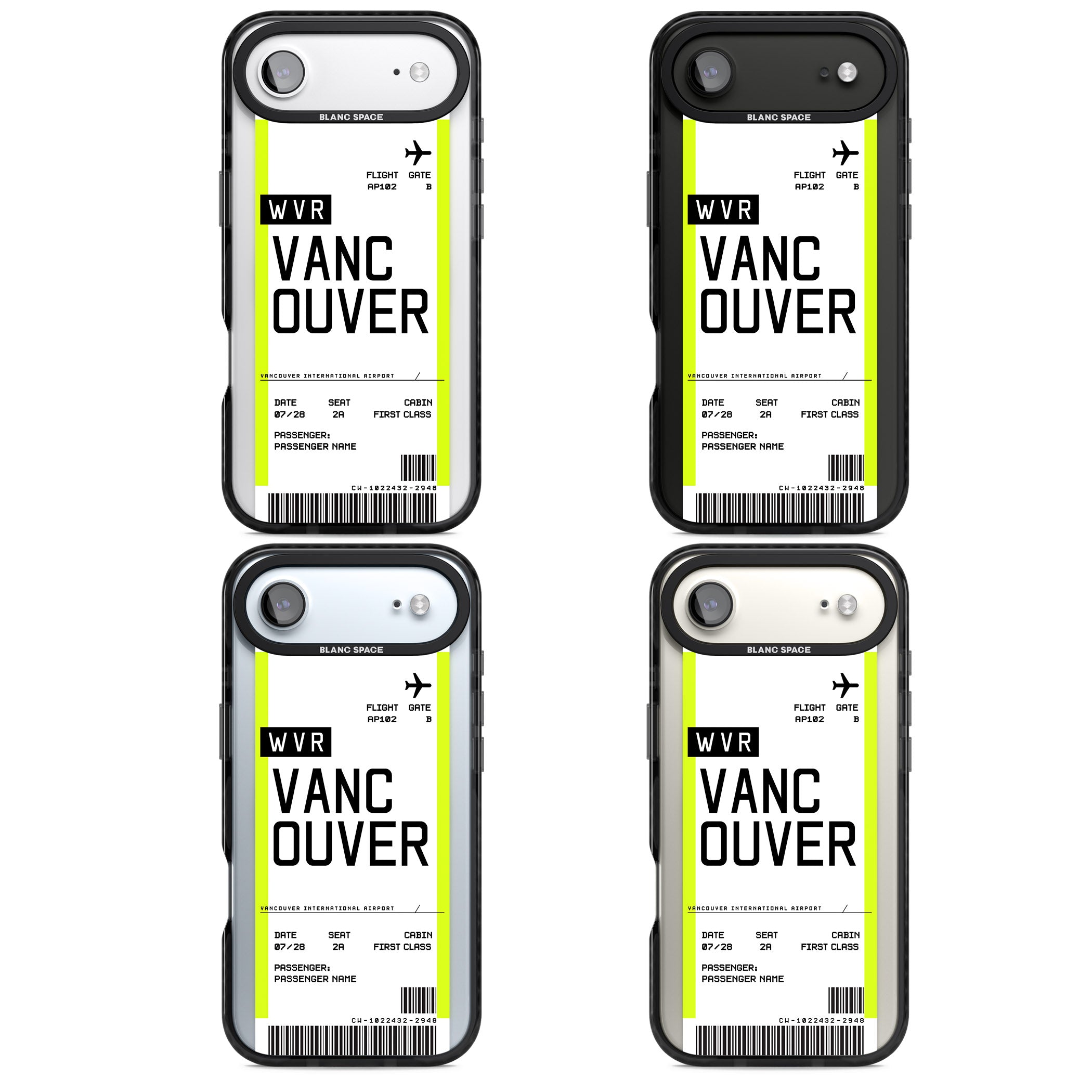 Personalised Vancouver Boarding Pass iPhone 17 Air Impact Pro Black Phone Case APT Impact Protection