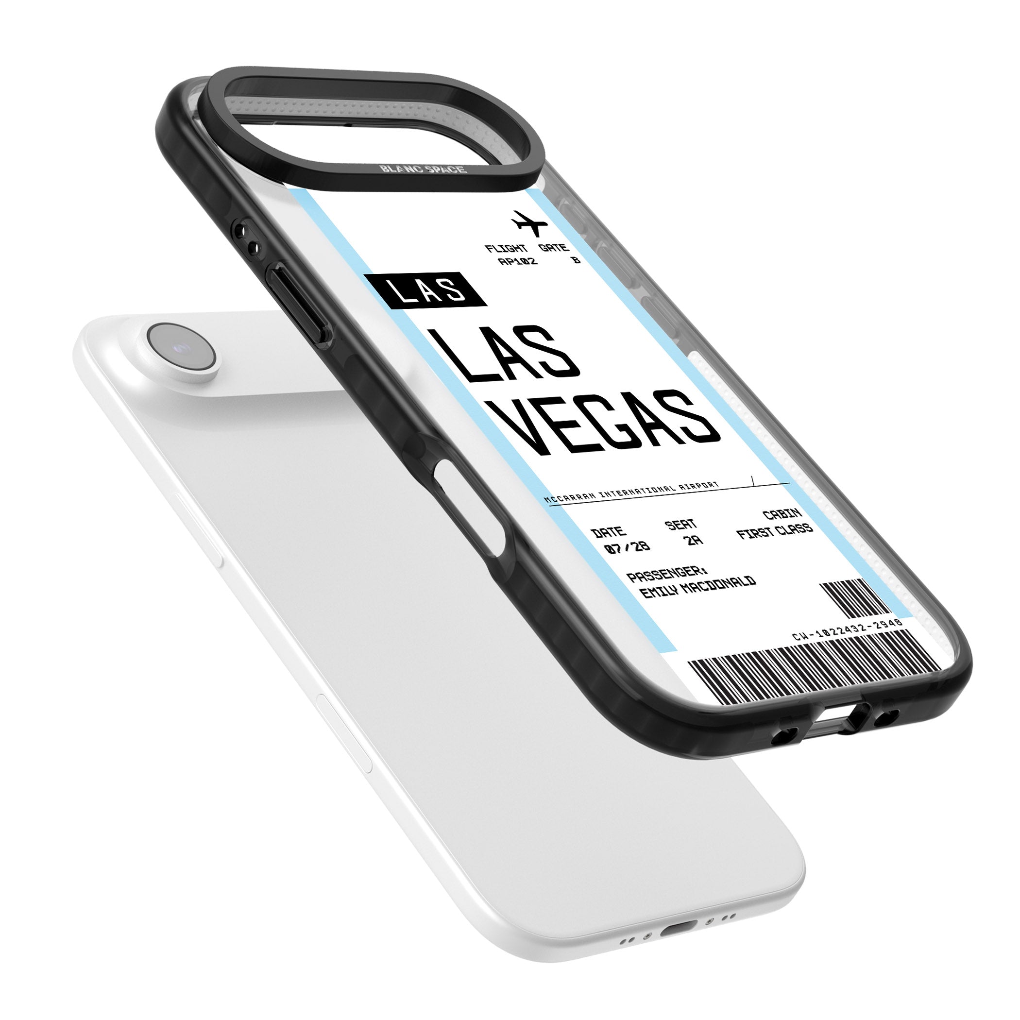 Personalised Las Vegas Boarding Pass iPhone 17 Air Impact Pro Black Phone Case Colours