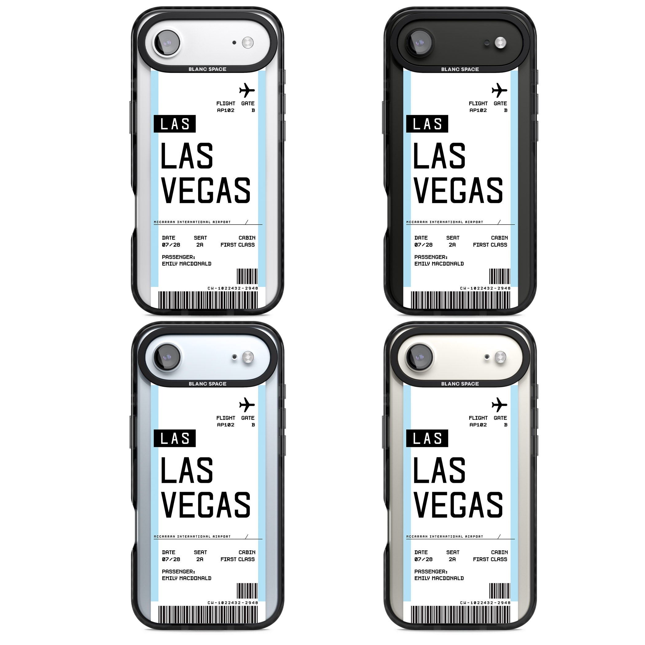 Personalised Las Vegas Boarding Pass iPhone 17 Air Impact Pro Black Phone Case APT Impact Protection