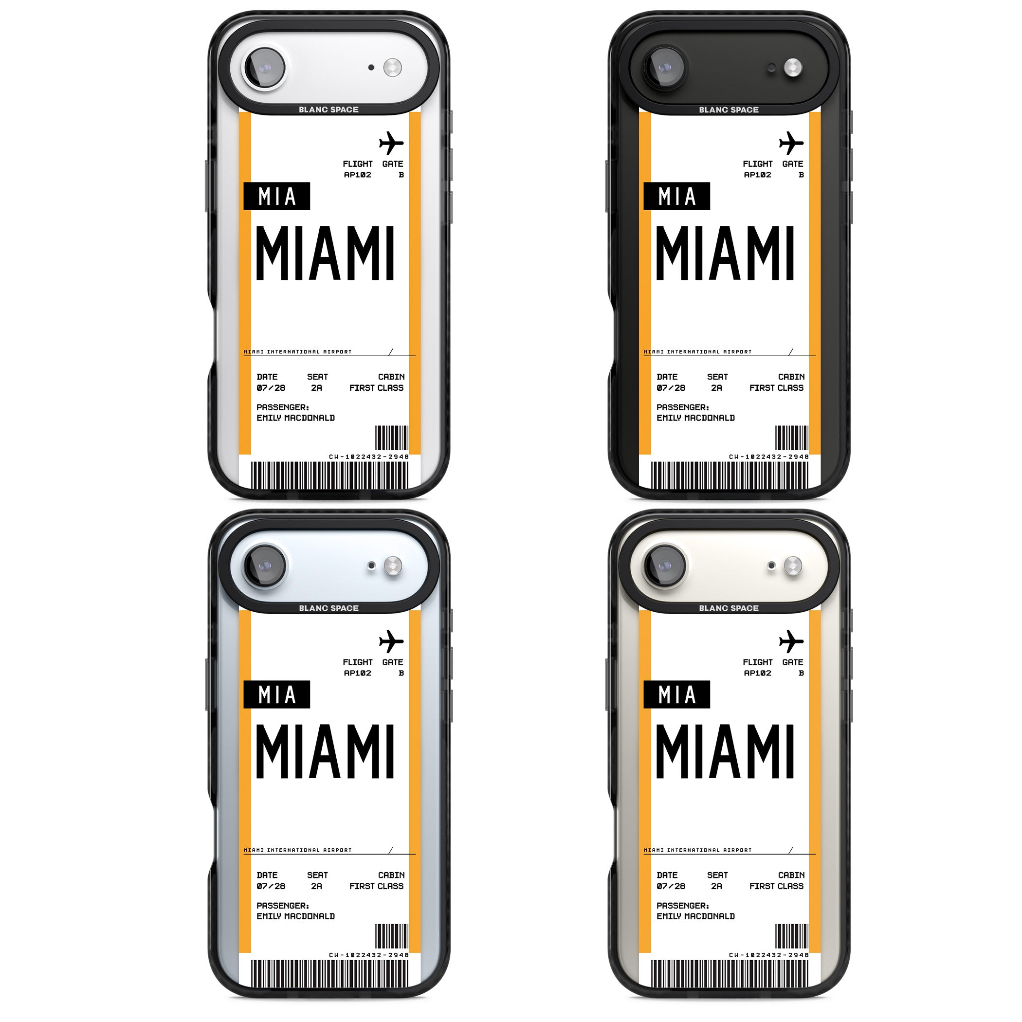 Personalised Miami Boarding Pass iPhone 17 Air Impact Pro Black Phone Case APT Impact Protection